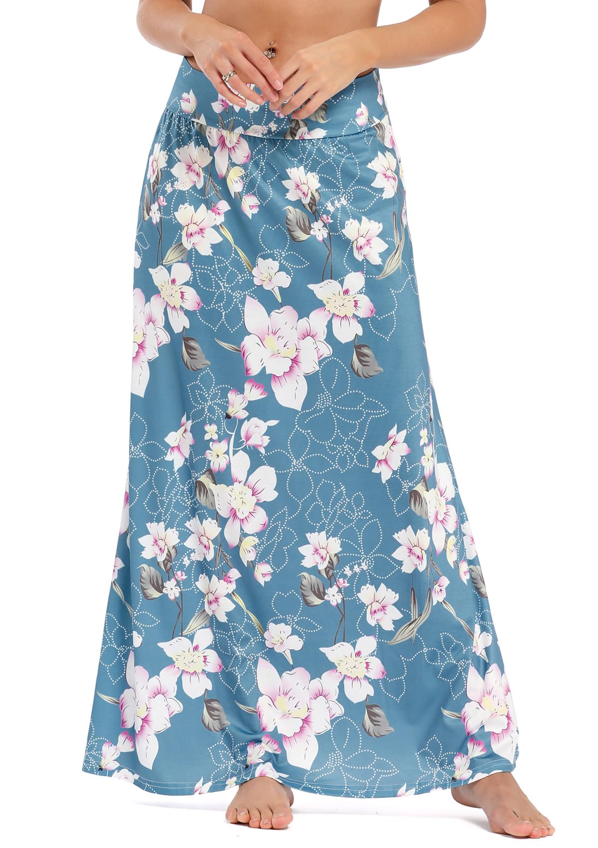 Yinggeli Women's Bohemian Print Long Maxi Skirt - Flowy Summer Beach Skirt for Women, Perfect for Vacation, Music Festivals & Boho Chic Outfits
