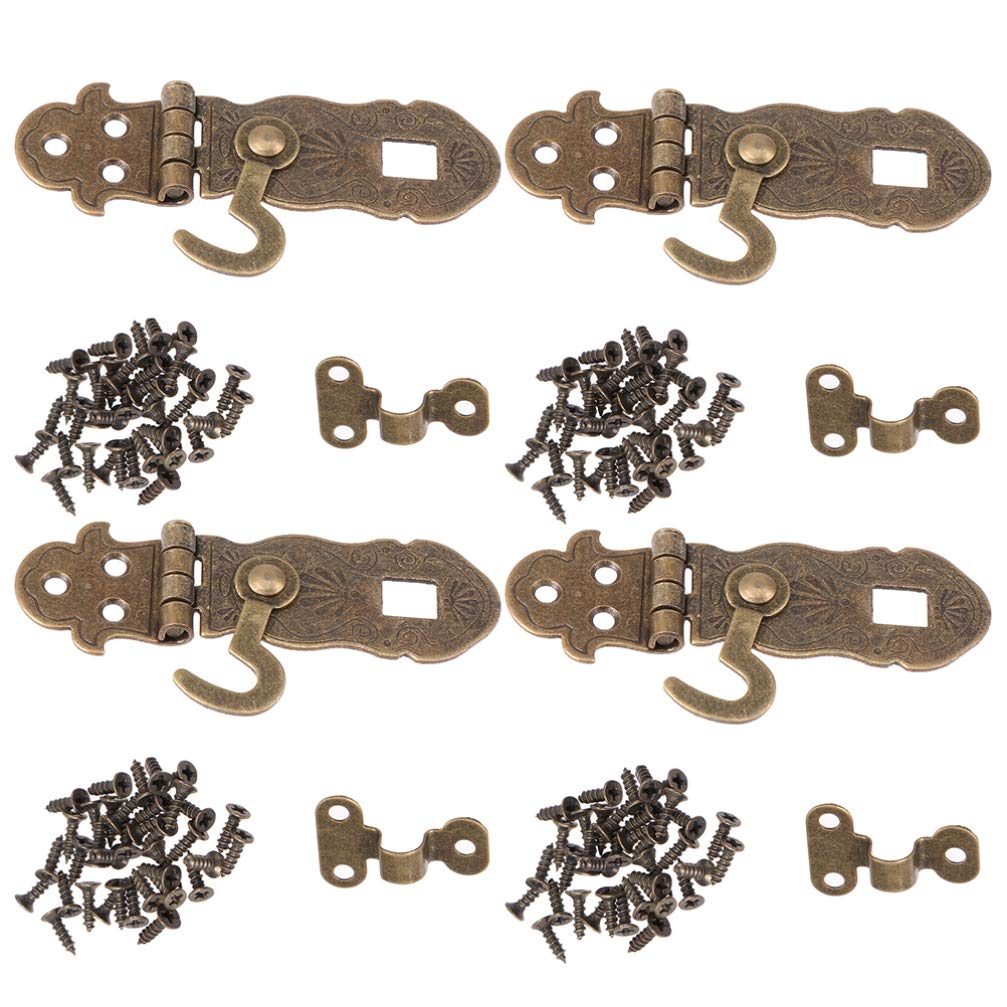 Vintage Clasp Lock Latch Hook - 4 Pack Antique Style Metal Clasps for Notebooks, Jewelry Boxes, Wooden Chests & Guest Books - Perfect for DIY Crafts, Home Decor & Vintage Style Storage Solutions