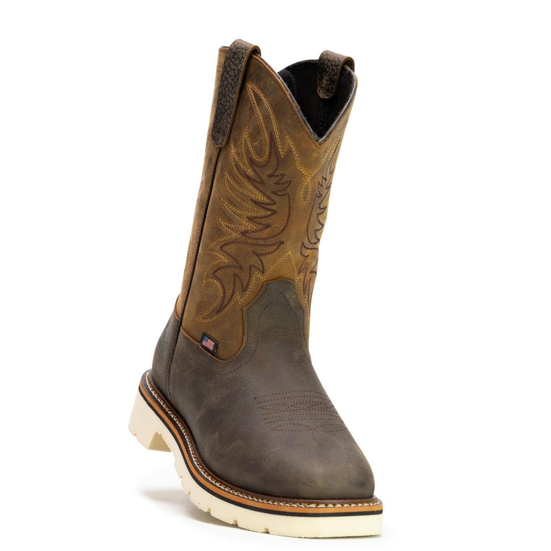 Square Toe Western Boots for Men - Crazy Horse Leather with Pebble Bottom - Comfortable Cowboy Boots for Riding, Work & Casual Wear (Size 11)