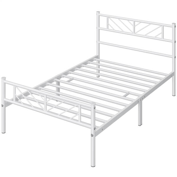 Yaheetech Minimalist Metal Platform Bed Frame with Arrow Design - Sturdy Queen Size Bed for Modern Bedroom, Guest Room & Dormitory