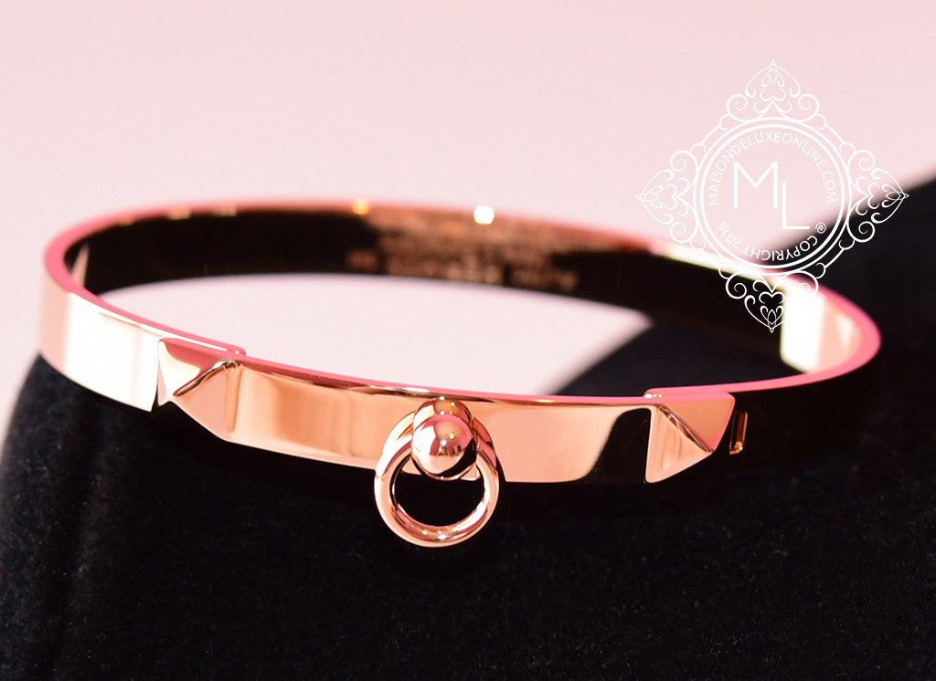 Hermes Rose Gold Collier de Chien CDC Bracelet for Women - Luxury Designer Cuff Bangle for Parties, Weddings & Special Occasions