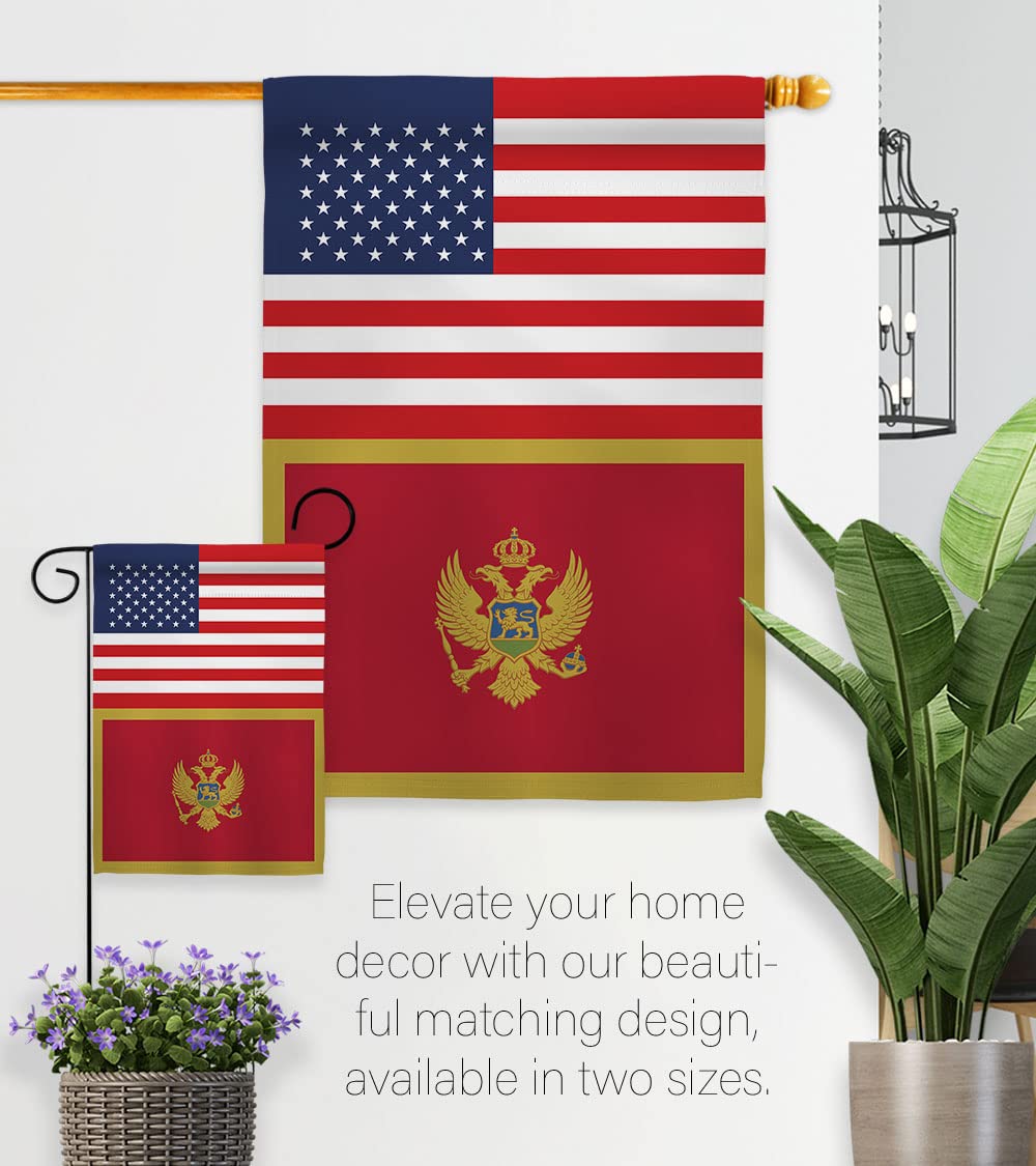 Americana Home & Garden Montenegro US Friendship Flag - Double-Sided Outdoor Decorative Banner for Yard, Garden & Patio - Made in USA - Perfect for International Events, Cultural Celebrations & Patriotic Displays