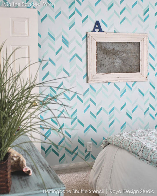 Herringbone Pattern Wall Stencil - DIY Home Decor for Creative Wall Painting & Accent Walls - Perfect for Living Rooms, Bedrooms & Nursery