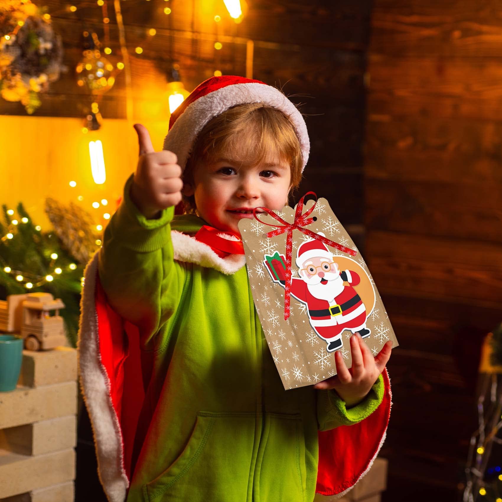 Joyful Start 18PCS Christmas Goodie Bags - Small Gift Bags for Holiday Treats & Party Favors - Bulk Mini Gift Bags for Christmas Parties, Classroom Rewards & Stocking Stuffers
