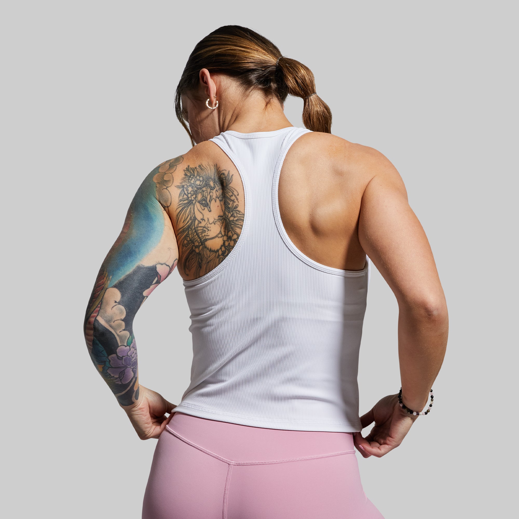 Women's Ribbed Tank Top - Soft Stretch White Camisole for Layering, Workout & Casual Wear
