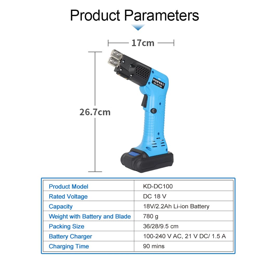 Electric Hot Knife for Foam Cutting - 18V Cordless Li-ion Battery Powered with 2.0Ah Capacity, Includes 2 Blades & Accessories - Perfect for DIY Crafts, Model Making, and Home Renovation Projects