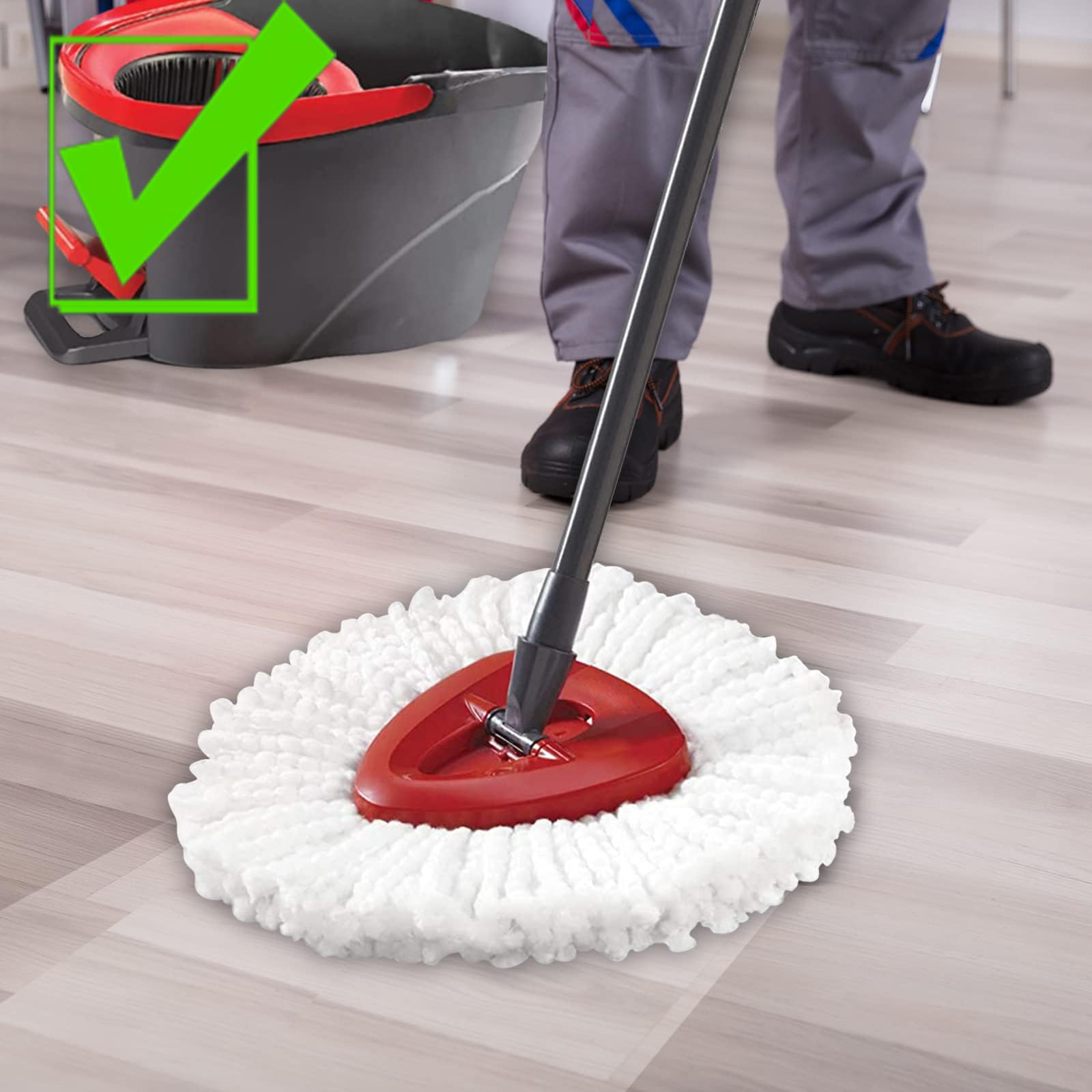4 Pack Microfiber Mop Head Replacement for O-Cedar EasyWring Spin Mop - Compatible Refill for Deep Cleaning Floors - Ideal for Kitchen, Bathroom & Hardwood Floor Maintenance