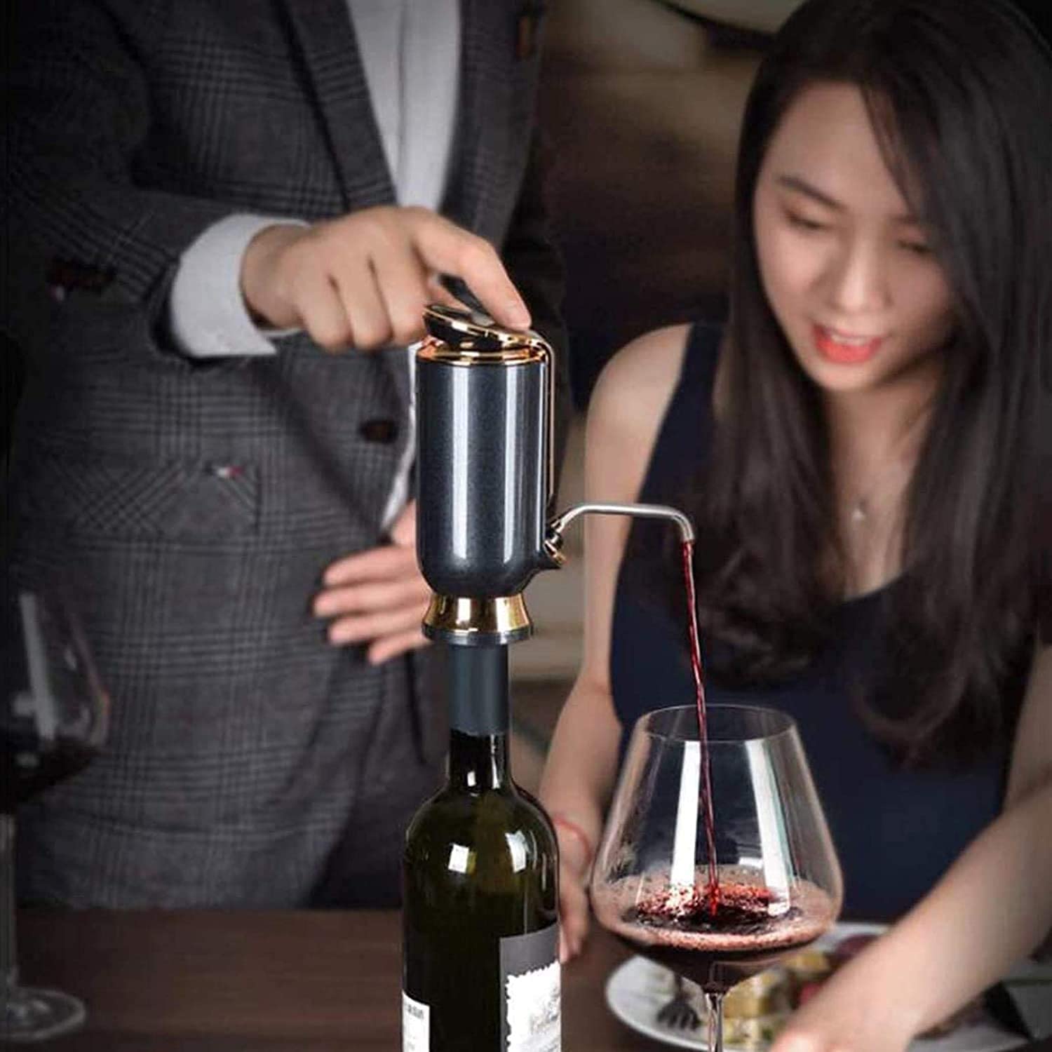 Electric Wine Aerator - Automatic Wine Decanter Pump with One-Touch Operation | Portable Wine Oxygenator for Red & White Wines | Perfect Gift for Wine Lovers & Home Use | Dinner Parties, Wine Tastings & Romantic Evenings