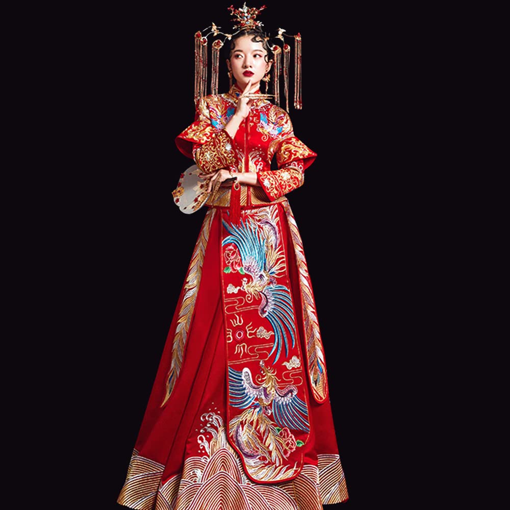 Elegant Traditional Chinese Qipao Wedding Dress with Stand-Up Collar - Perfect for Bridal, Engagement & Special Occasions | Vintage-Inspired Cheongsam for Tea Ceremonies, Cultural Events & Photoshoots