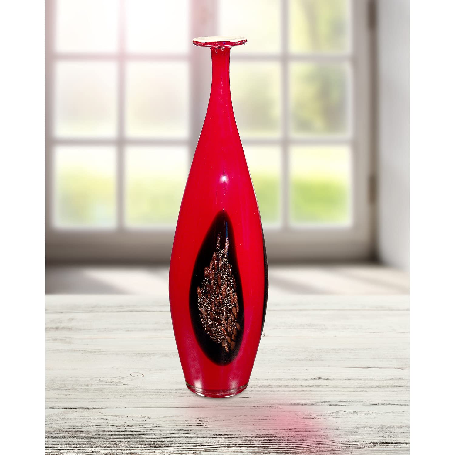 Dale Tiffany AG500236 Handcrafted Art Glass Decorative Vase - Elegant Home Decor for Living Room, Dining Table & Wedding Centerpiece