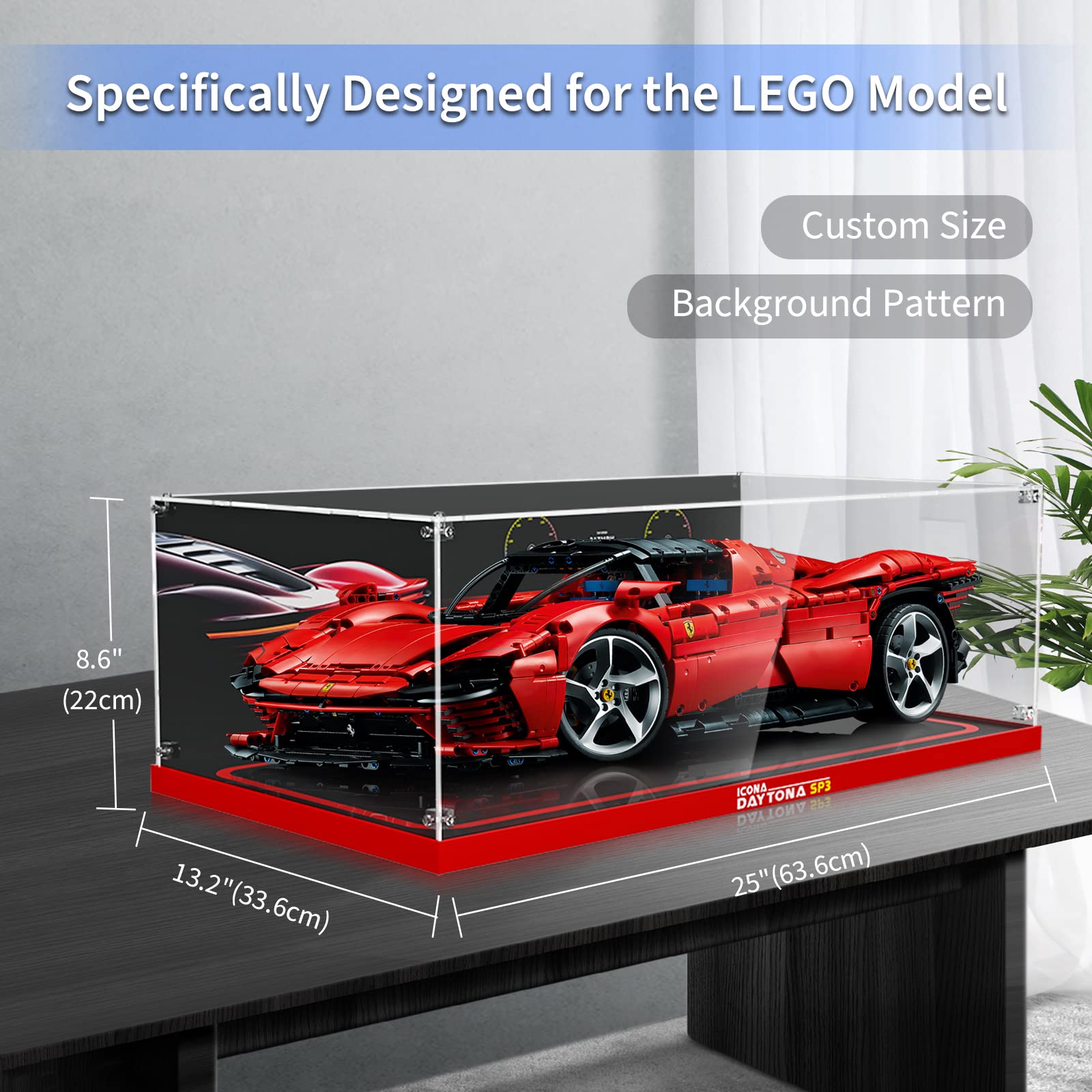Acrylic Display Case for Lego 42143 Ferrari Daytona SP3 Model - Protective Showcase Box for Lego Technic Car Collection (Lego Model Not Included) - Perfect for Home Decoration, Office Display & Collector's Showcase