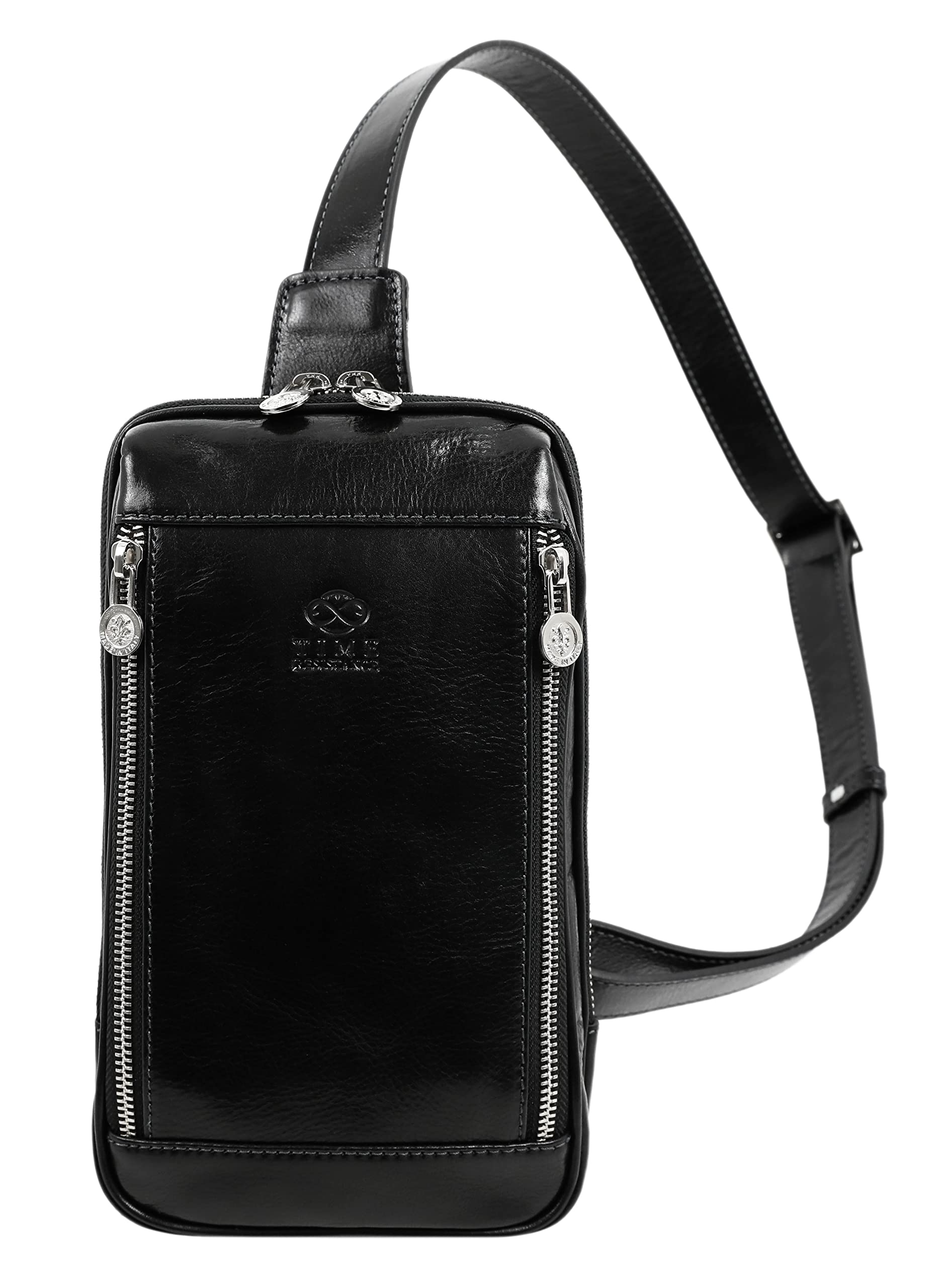 Premium Leather Crossbody Bag for Men & Women - Durable Black Sling Messenger Shoulder Bag - Handmade Vintage Backpack - Perfect for Travel, Work & Daily Use (Black)