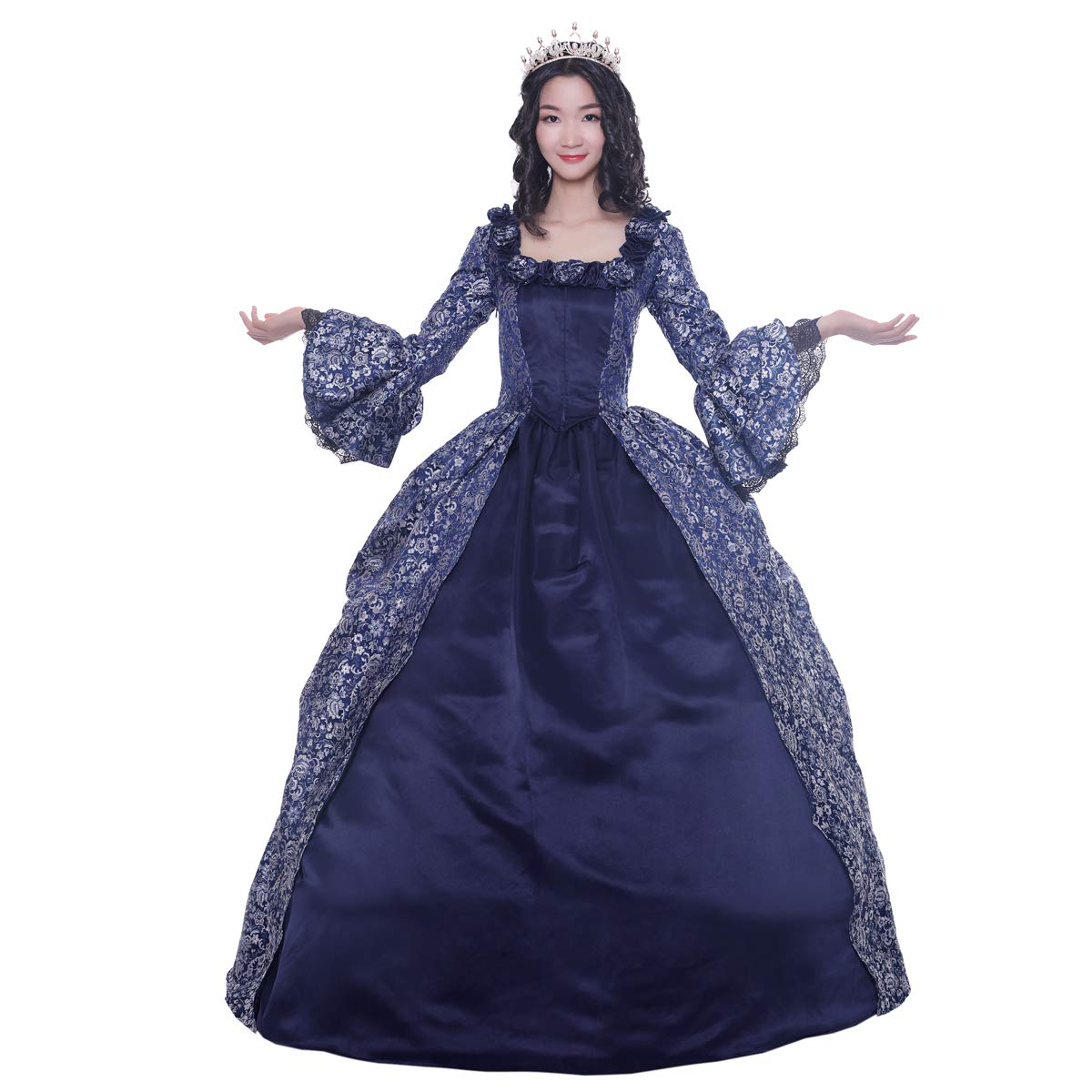 KEMAO Women's Victorian Rococo Ball Gown - Elegant Prom Dress & Masquerade Costume for Renaissance Fair, Cosplay & Historical Reenactment