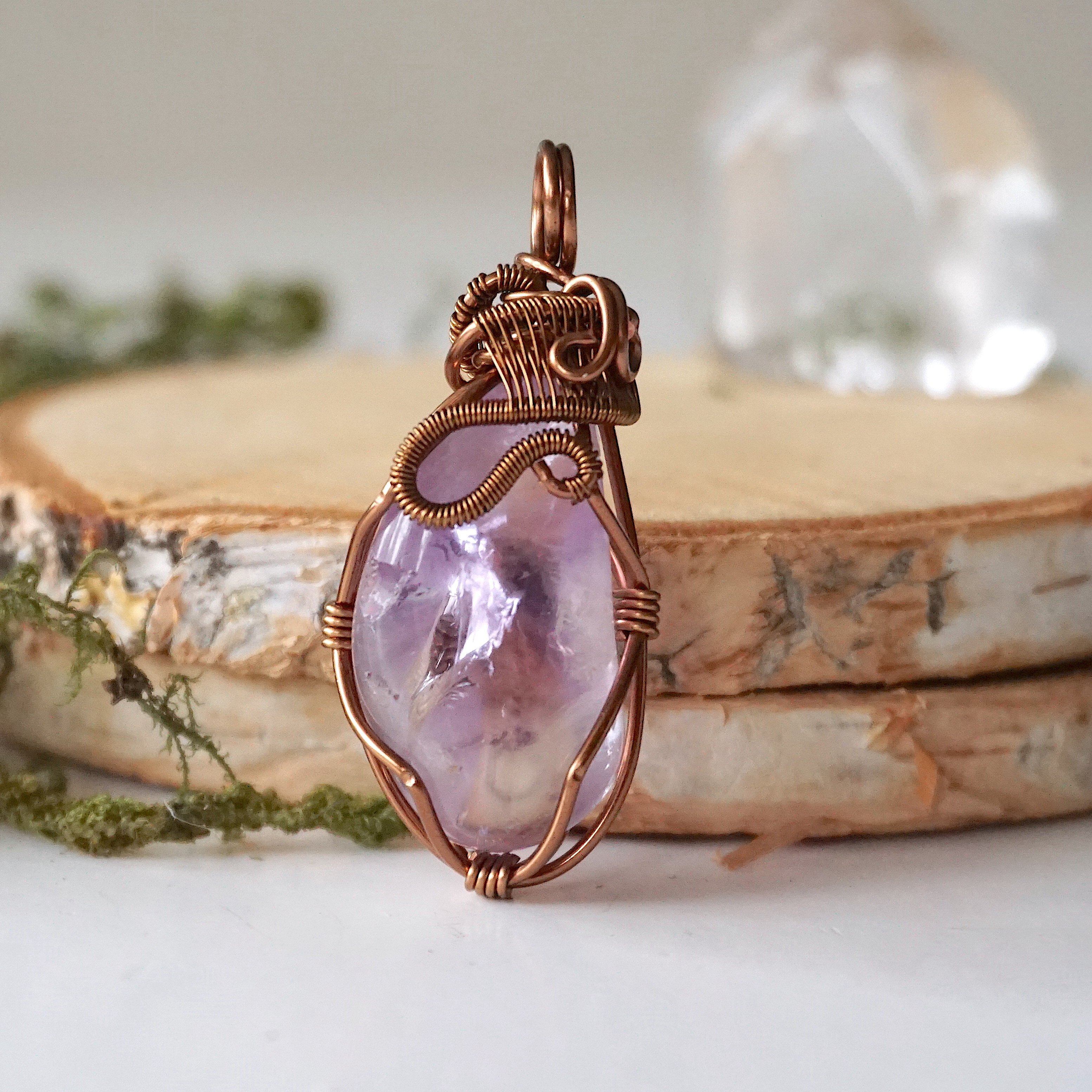 Natural Amethyst Pendant Necklace in Antique Bronze - Elegant Healing Crystal Jewelry for Women, Gift for Her, Perfect for Meditation, Yoga & Spiritual Practices
