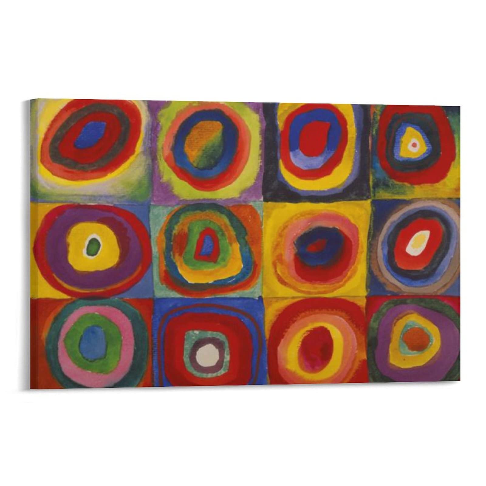 Wassily Kandinsky Color Study Squares with Concentric Circles Art Print - Premium Canvas Wall Art Decor, Famous Abstract Painting Reproduction (20x30 inches, 50x75cm) - Perfect for Living Room, Bedroom & Office Decorations