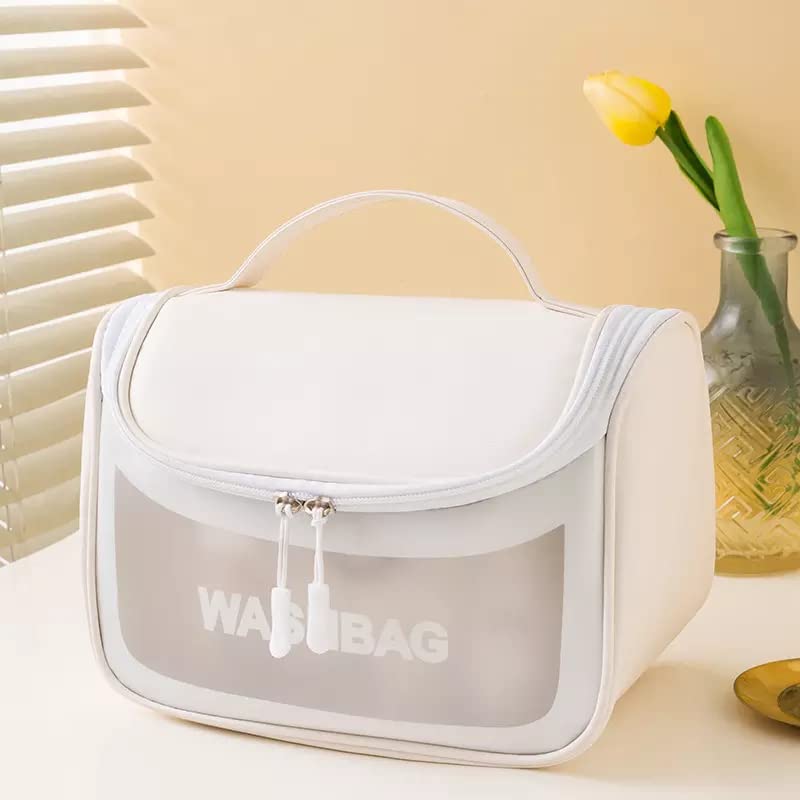 VALAMJI Clear PVC Zipper Cosmetic Travel Bag - Waterproof Toiletry Organizer for Makeup, Shampoo, Skincare - Portable Wash Bag for Women & Girls - Perfect for Travel, Gym, Camping & Daily Use