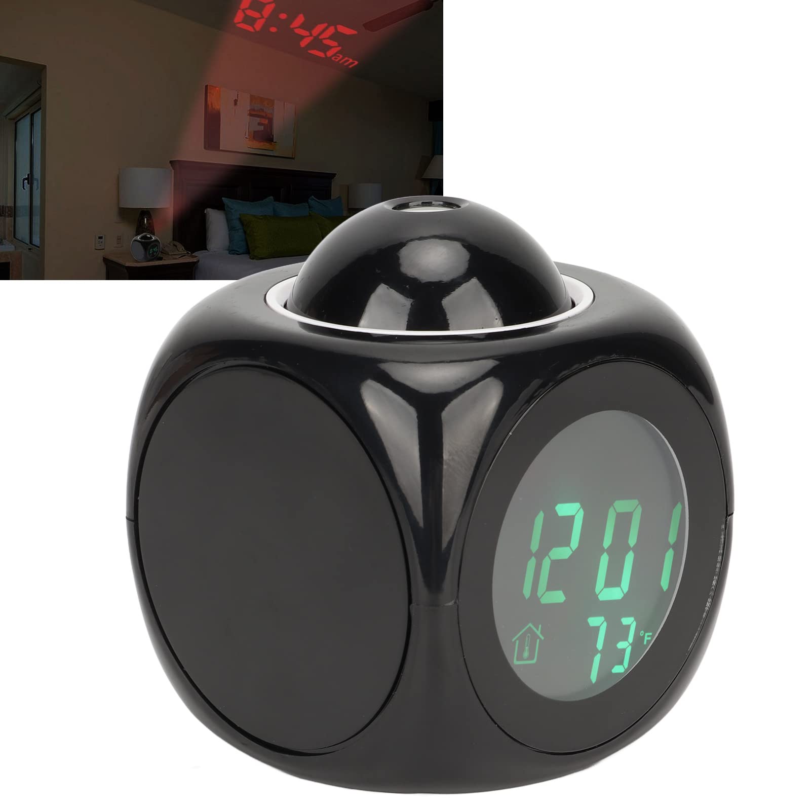 Wireless Projection Alarm Clock with LED Display, Digital Time & Temperature Projector for Bedroom Ceiling - Perfect for Nightstand, Kids Room, Home Office & Sleep Timer Use