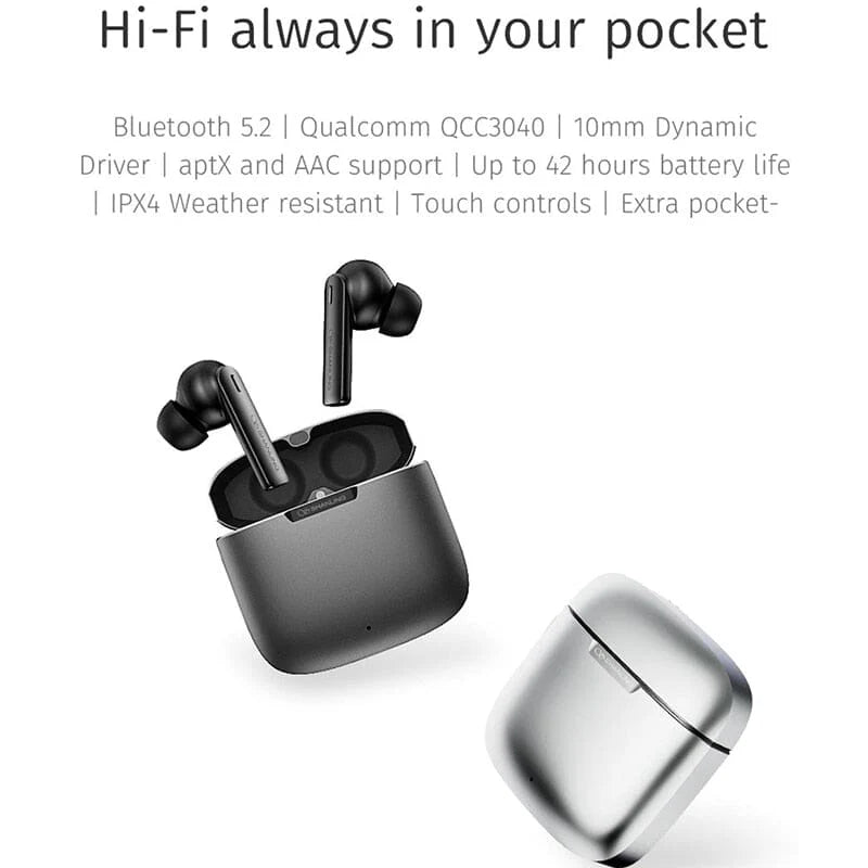 Shanling MTW200 Plus Wireless In-Ear Monitors with High-Resolution Audio, Bluetooth 5.2, 10mm Dynamic Driver - Grey | Perfect for Commuting, Workouts & Travel