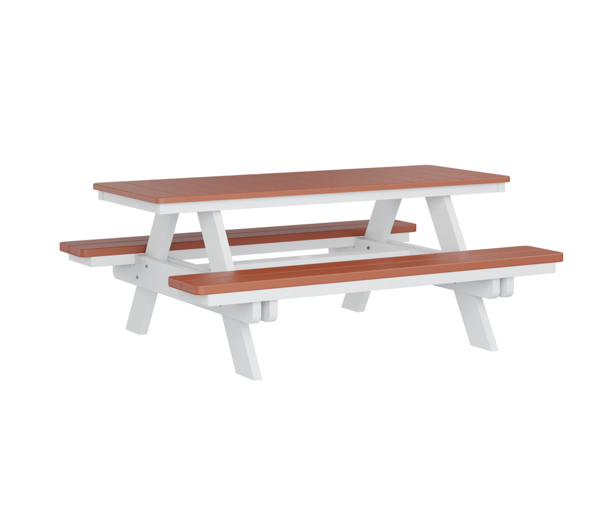 Berlin Gardens Rectangular Picnic Table - Outdoor Dining Set for Patio, Backyard, and Park - Heavy Duty Weather-Resistant Wooden Picnic Bench with Umbrella Hole