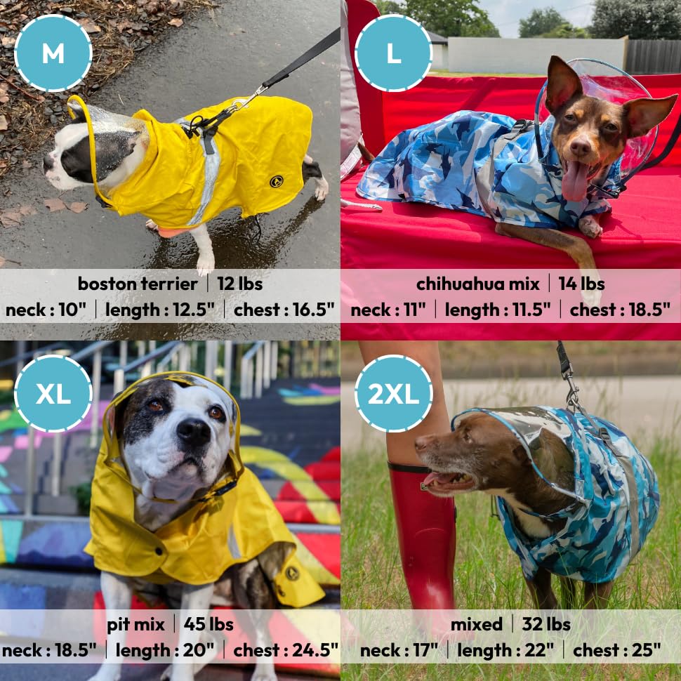 Gooby Dog Raincoat V2 - Waterproof Dog Rain Poncho with Dual D-Rings for Small & Medium Dogs - Step-in Dog Rain Jacket for Walking in Rainy Weather