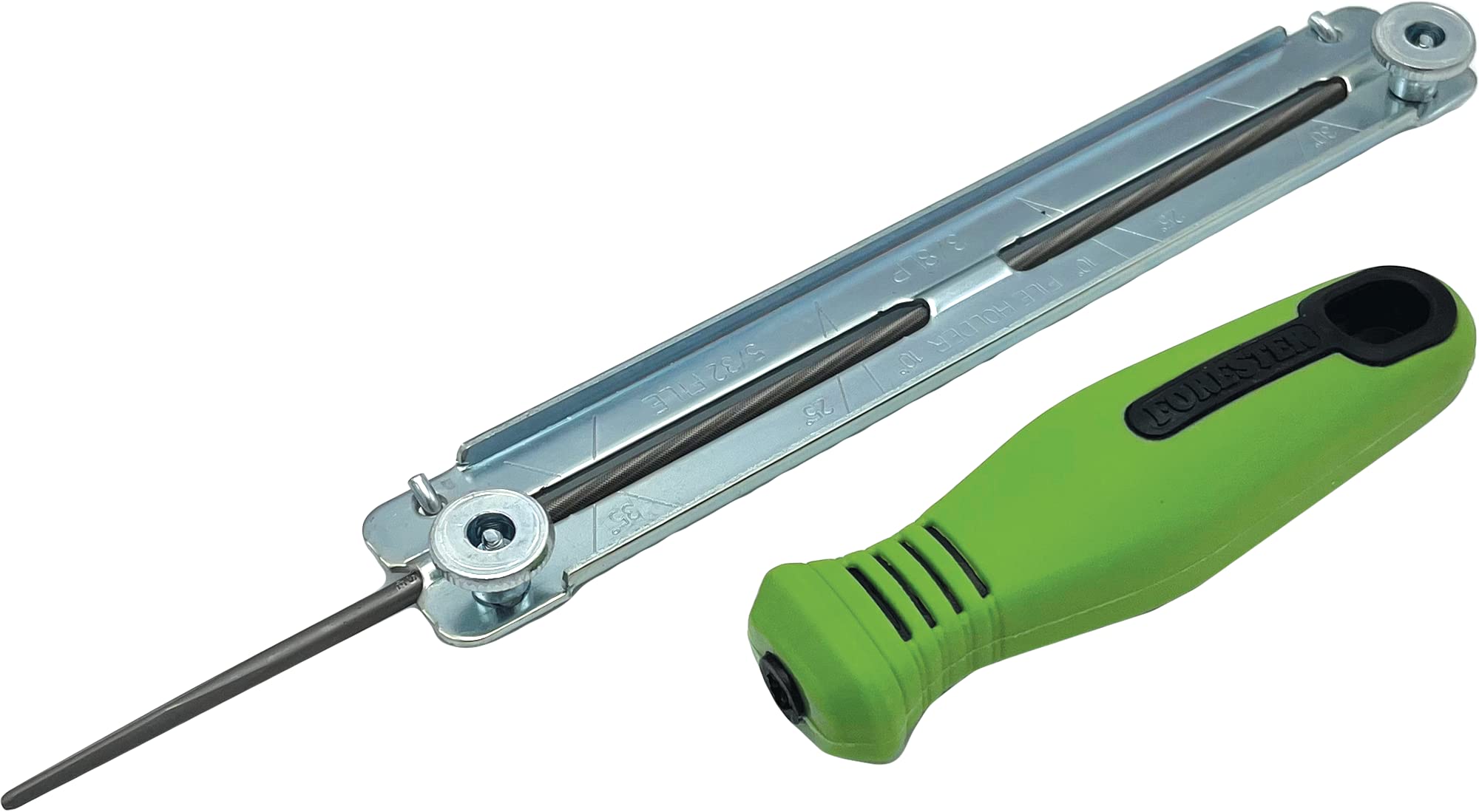 FORESTER Professional Chainsaw Sharpening Kit with File Guide & Handle - 8in Round Chainsaw Blade Sharpener - Includes 3/16