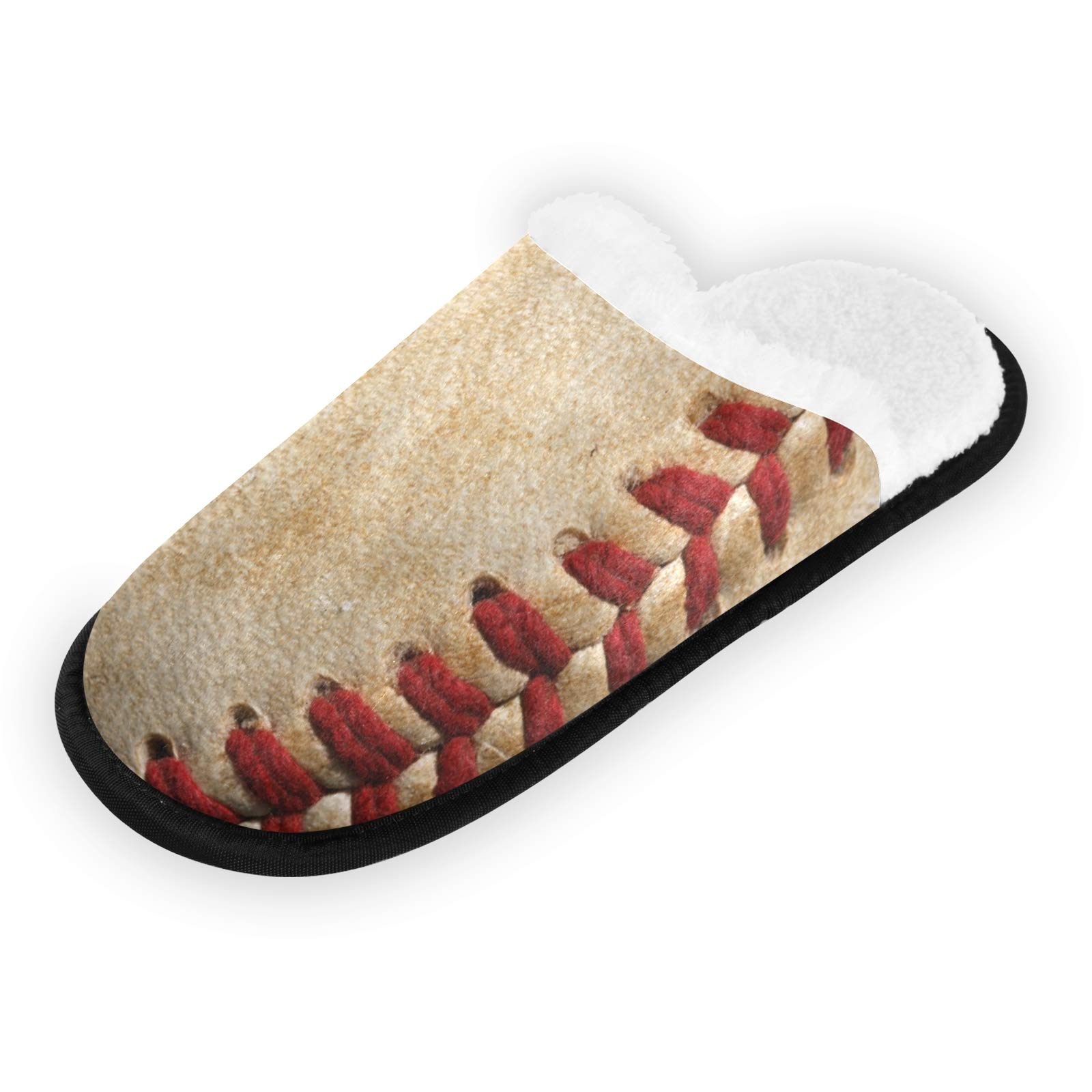 ALAZA Funny Baseball Sport Ball Slippers - Non-Slip Cotton House Shoes for Men & Women - Perfect for Home, Hotel, Spa, Bedroom & Travel