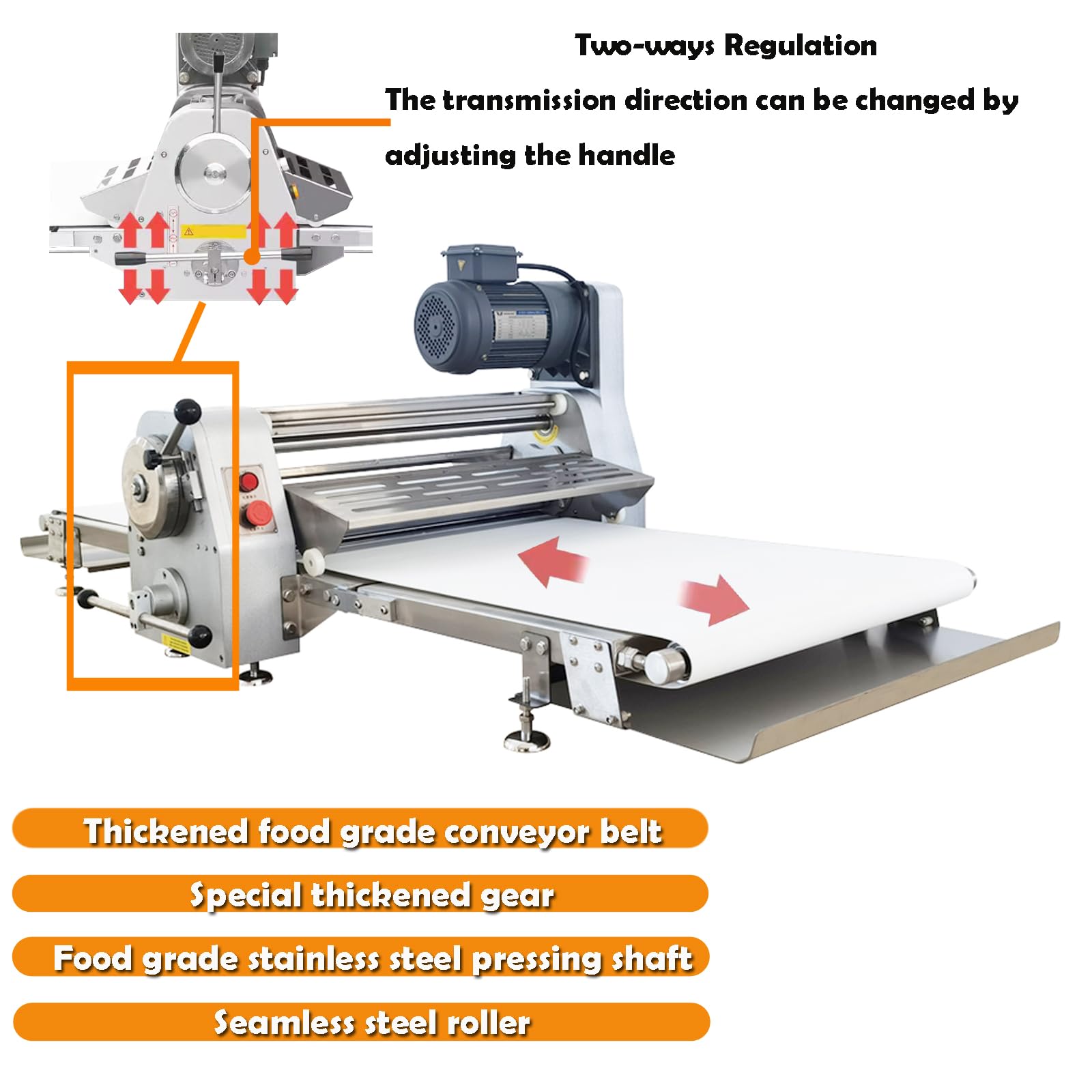INTSUPERMAI Commercial Reversible Pizza Dough Sheeter Machine - 65
