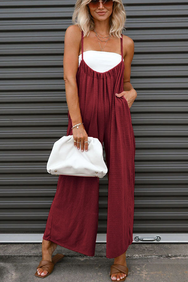 Unstoppable Feeling Women's Pocketed Tie-Waist Wide Leg Denim Overalls - Casual Chic Jumpsuit for Streetwear, Music Festivals & Everyday Wear