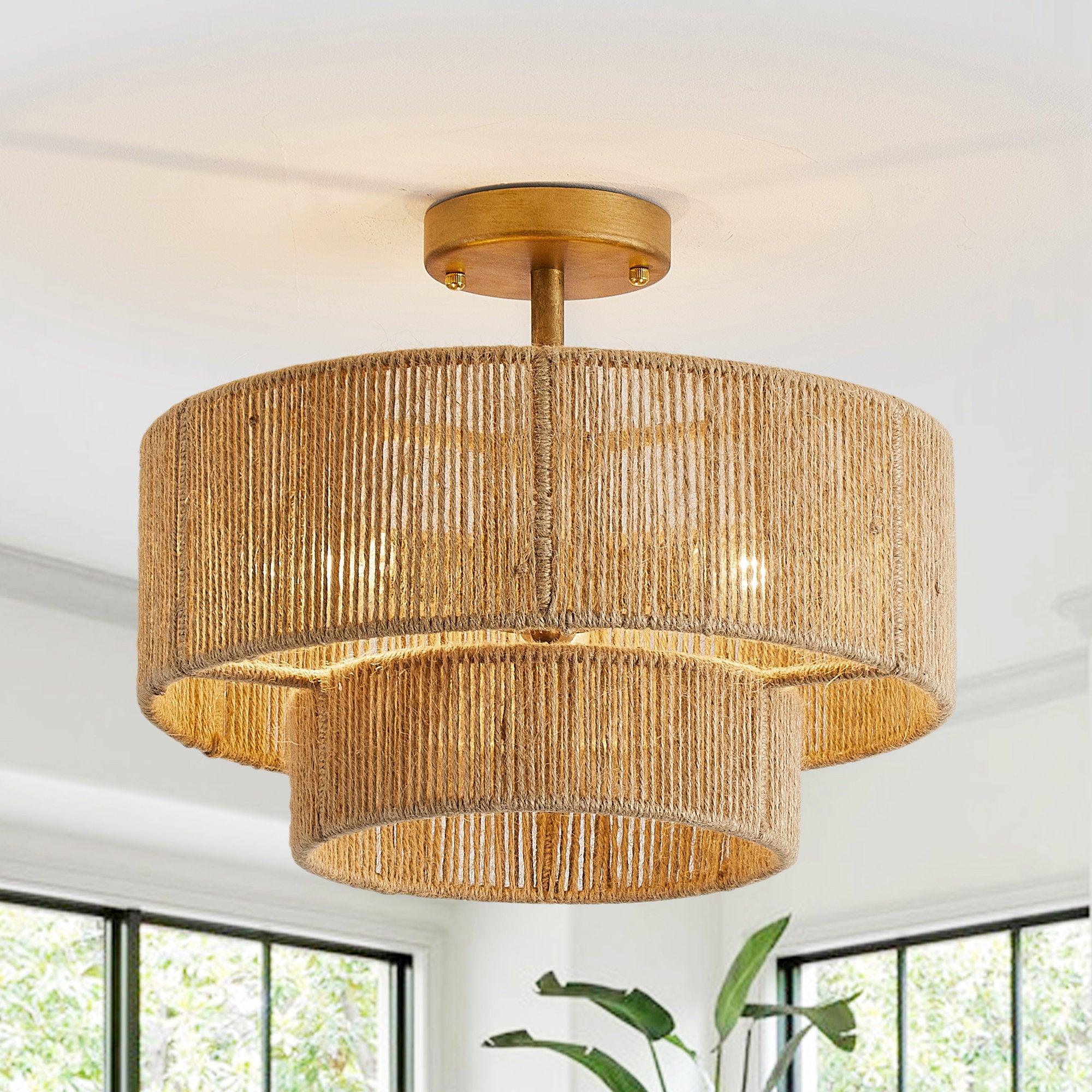 3-Light Traditional Farmhouse Wabi Sabi Flush Mount Ceiling Light - Perfect for Kitchen, Dining Room & Bedroom Lighting
