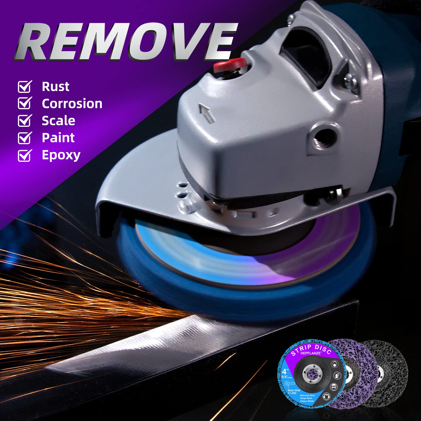 10 Pack 4 Inch Strip Discs for Angle Grinder - Heavy Duty Stripping Wheel for Removing Paint, Rust, Coatings & Welds on Metal & Wood (4