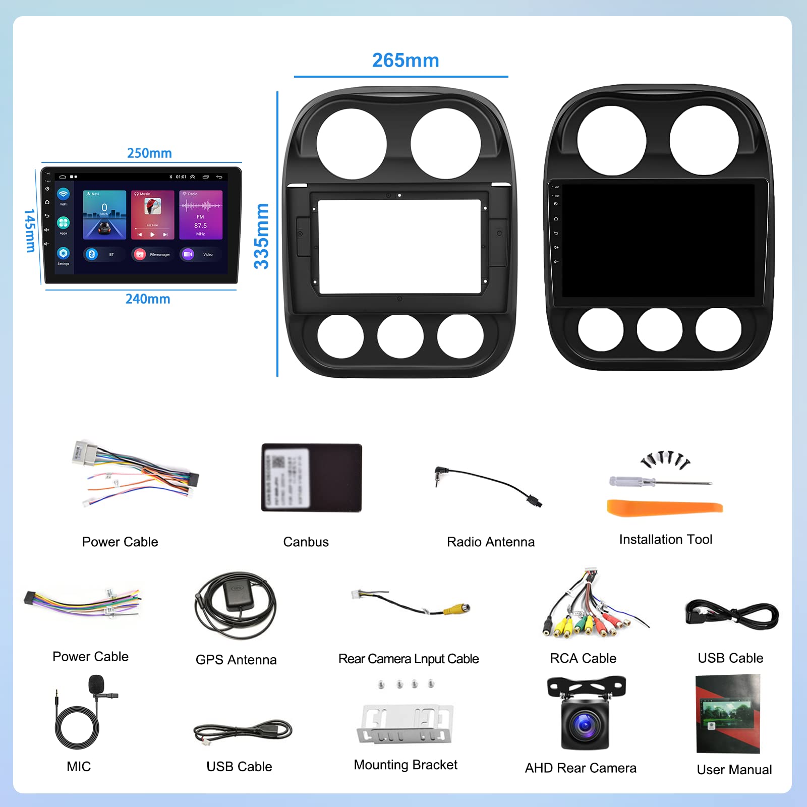 2GB RAM 64GB ROM Android 13 Car Stereo for 2010-2016 Jeep Compass & Patriot - 10.1