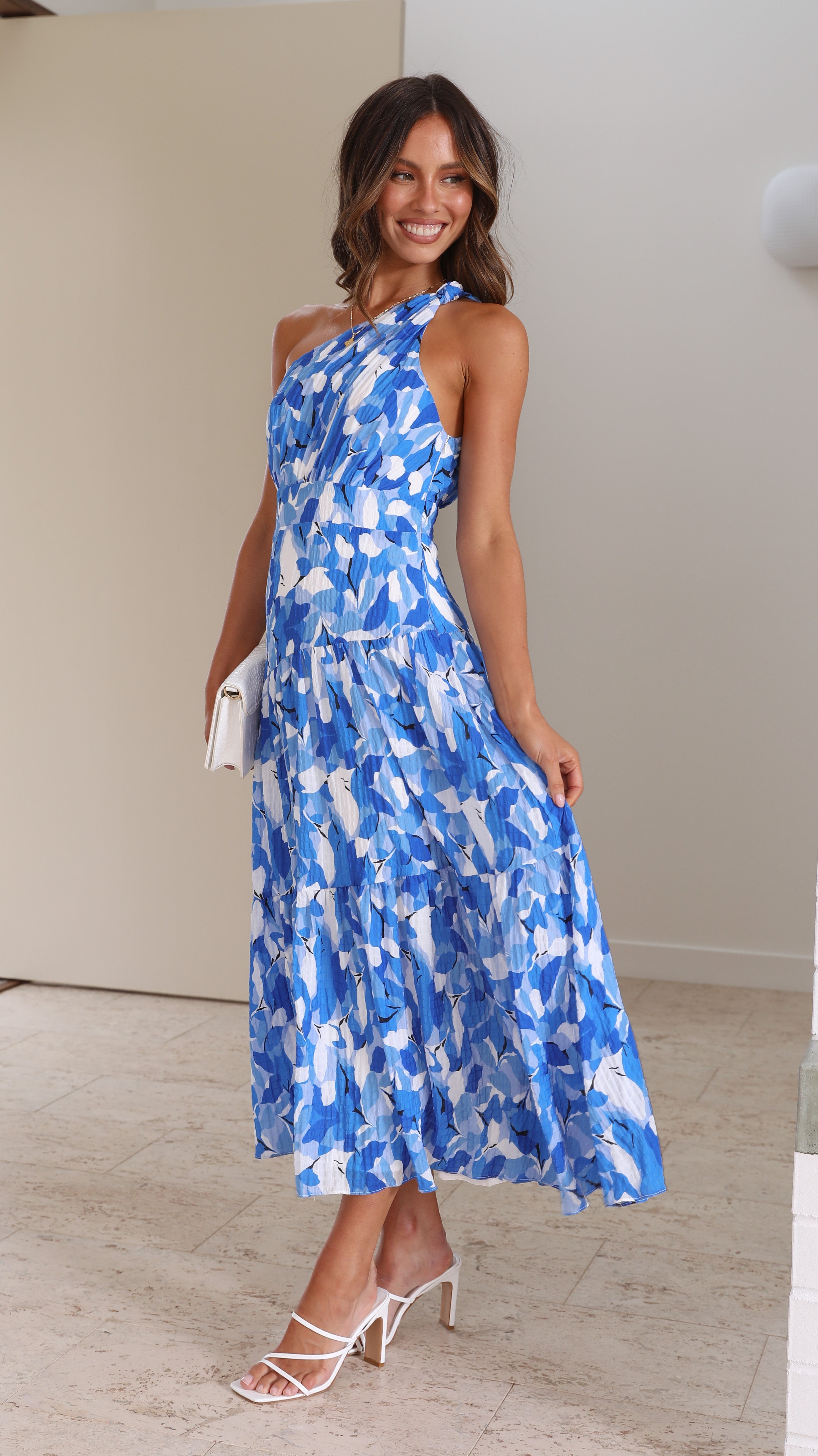 Jayma Maxi Dress - Blue Floral Print Long Summer Dress for Women | Beach, Vacation & Casual Outfit