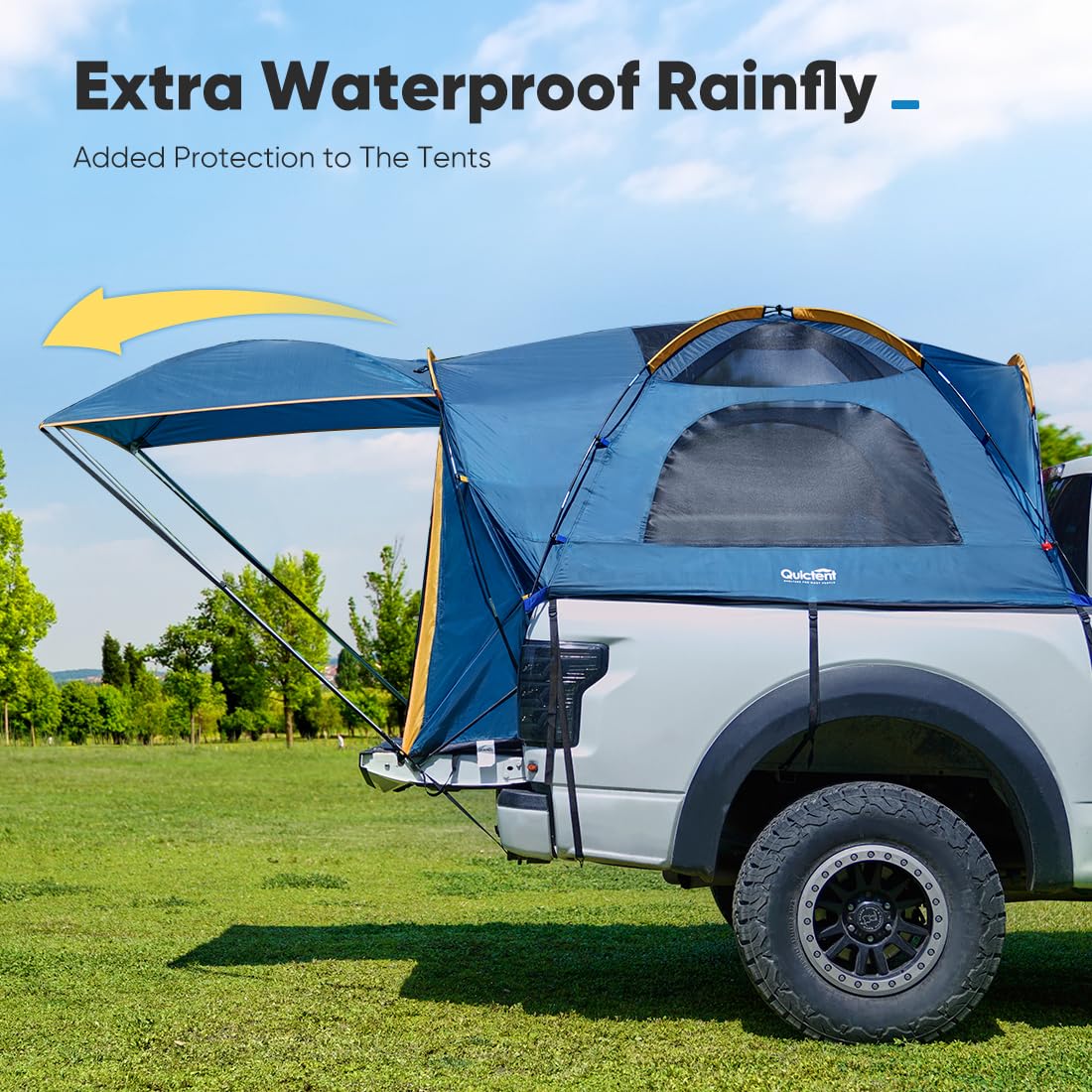Quictent Waterproof Truck Bed Tent for 5.0-8.2 ft Pickup Beds - PU2000mm Coating, 2-Person Camping Shelter with Removable Awning & Rainfly - Perfect for Outdoor Adventures, Road Trips & Camping Getaways