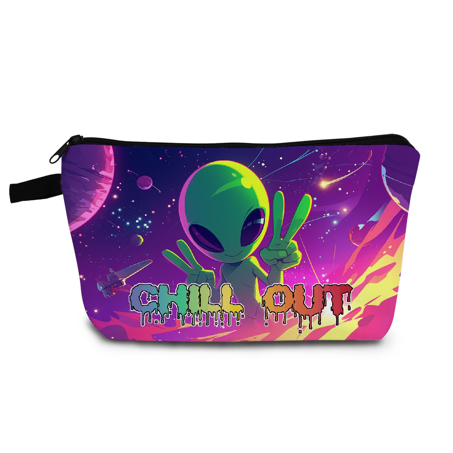 Alien Makeup Bag - Cute Zipper Cosmetic Organizer for Women, Perfect Gift for Alien Lovers & Birthday