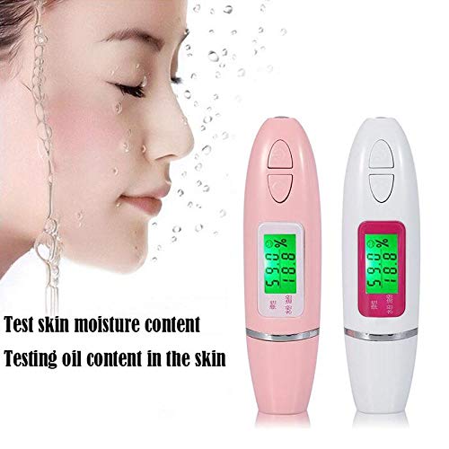 Digital Skin Moisture Tester & Hydration Analyzer - Portable LCD Oil Monitor for Face & Body - Professional Skin Care Tool for Beauty Salon & Home Use - Perfect for Daily Skincare Routine & Spa Treatments (White)