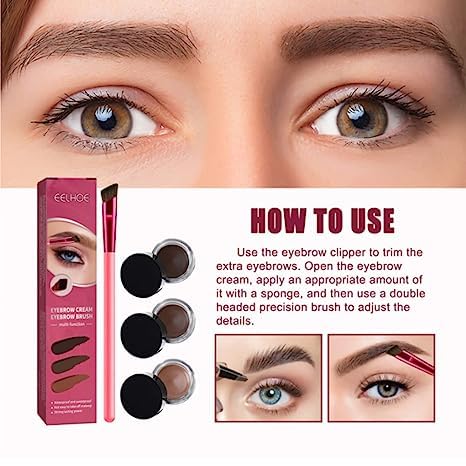 4D Eyebrow Stamp Brush Set - Ultra-Thin Angled for Realistic Brows (Light Brown) - Perfect for Daily Makeup & Salon Use
