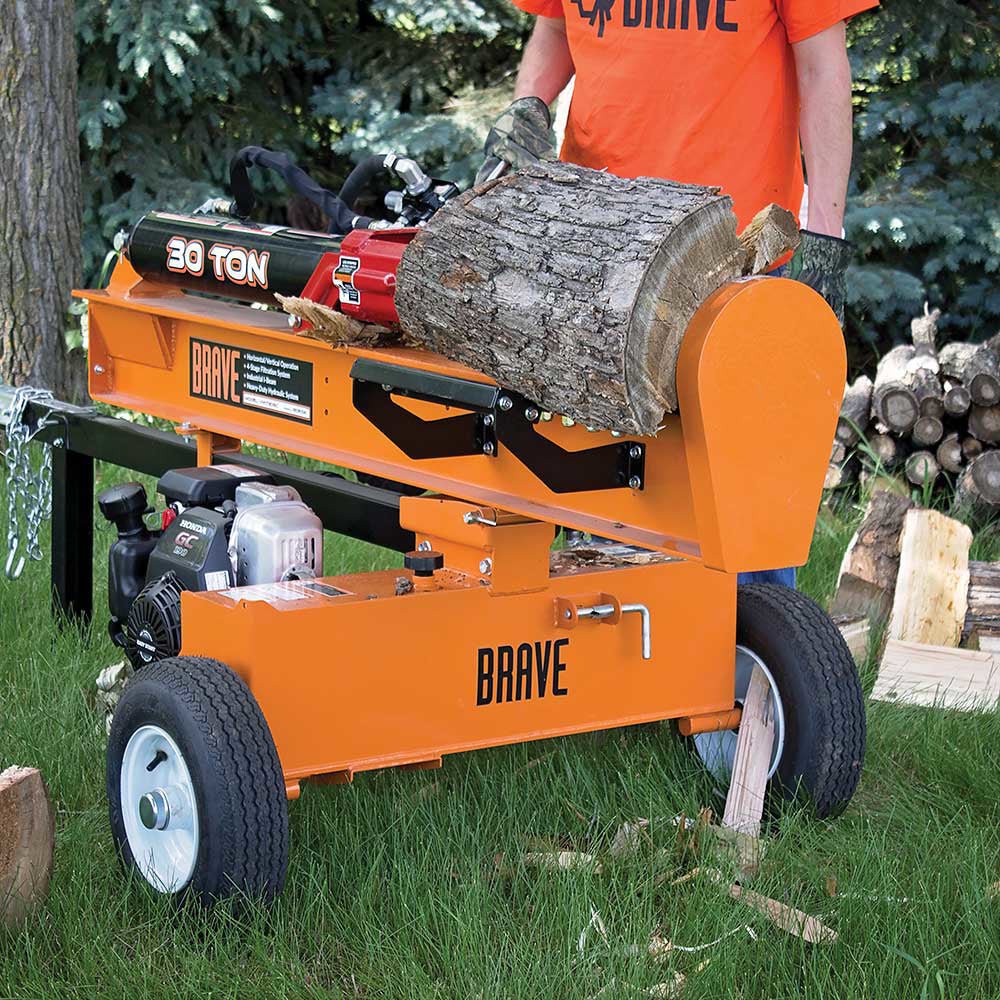 30 Ton Brave Log Splitter with Honda GC190 Engine - Heavy Duty Firewood Splitter for Home Heating, Landscaping, and Woodworking Projects