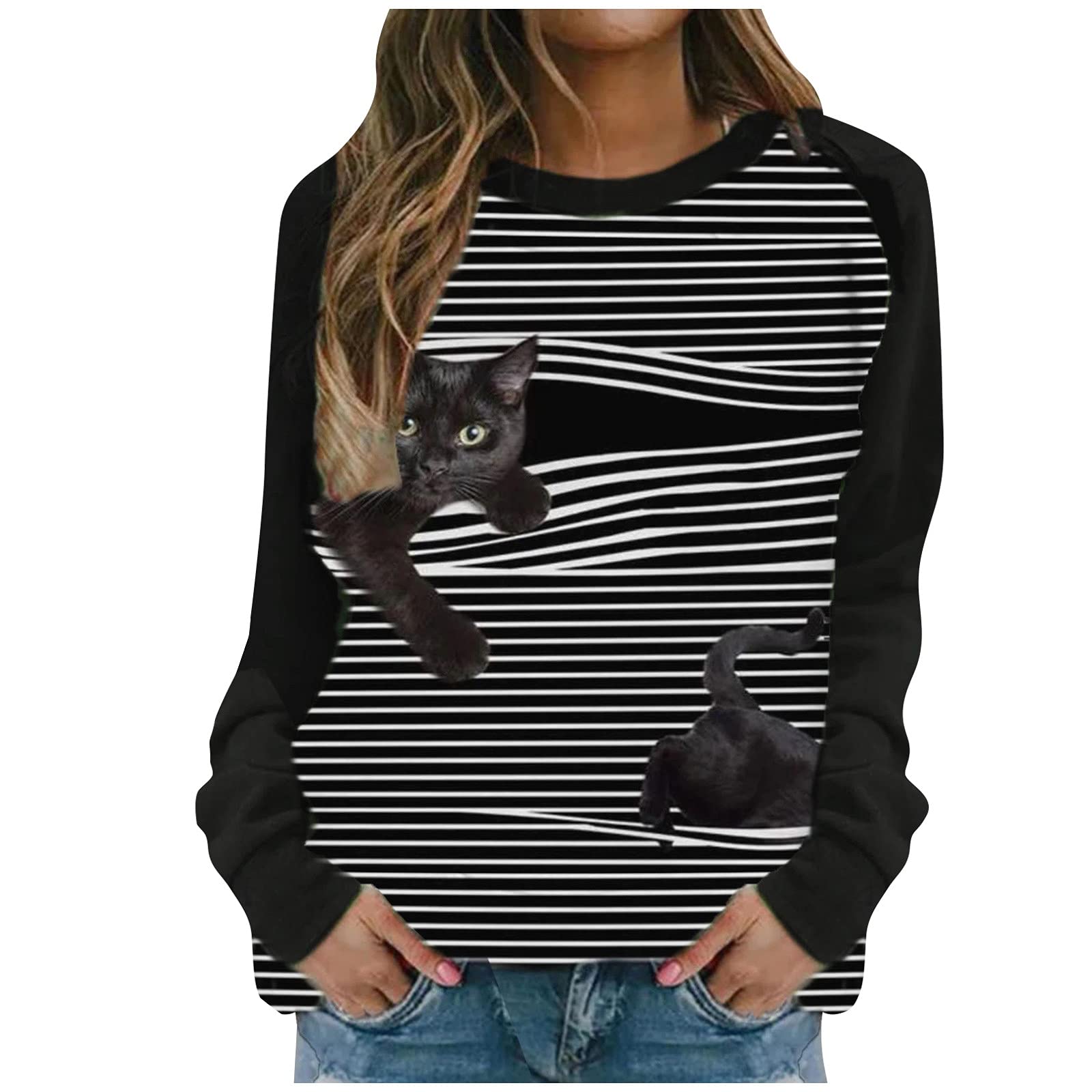 Women's Printed Long Sleeve Round Neck Casual T-Shirt | Spring & Fall Fashion Top #W1328 | Perfect for Everyday Wear, Office & Weekend Outfits