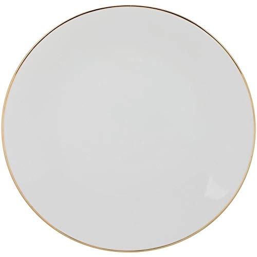 6-Piece Gold Line Charger Plate Set - Elegant Banded Round Porcelain Dinnerware for Formal Dining & Special Occasions