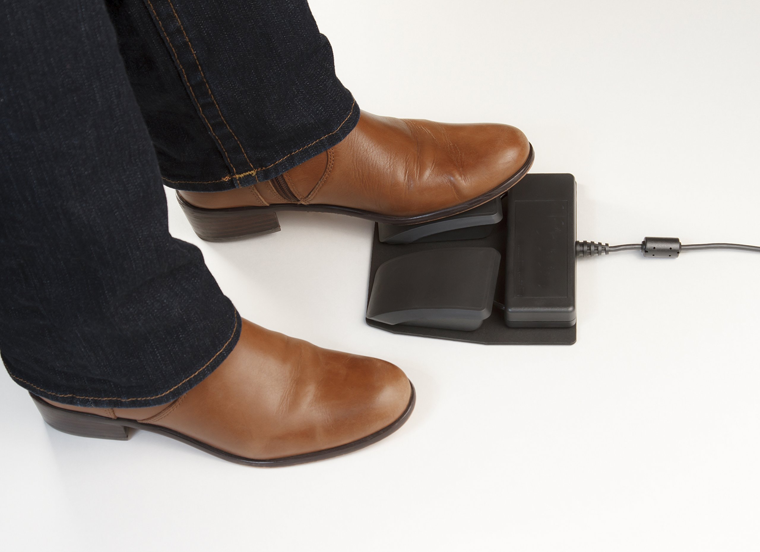 KINESIS FS22A-JSB JSB Dual Foot USB Switch - Hands-Free USB Foot Pedal for Gaming, Transcription & Accessibility - Perfect for Gamers, Streamers & Office Work