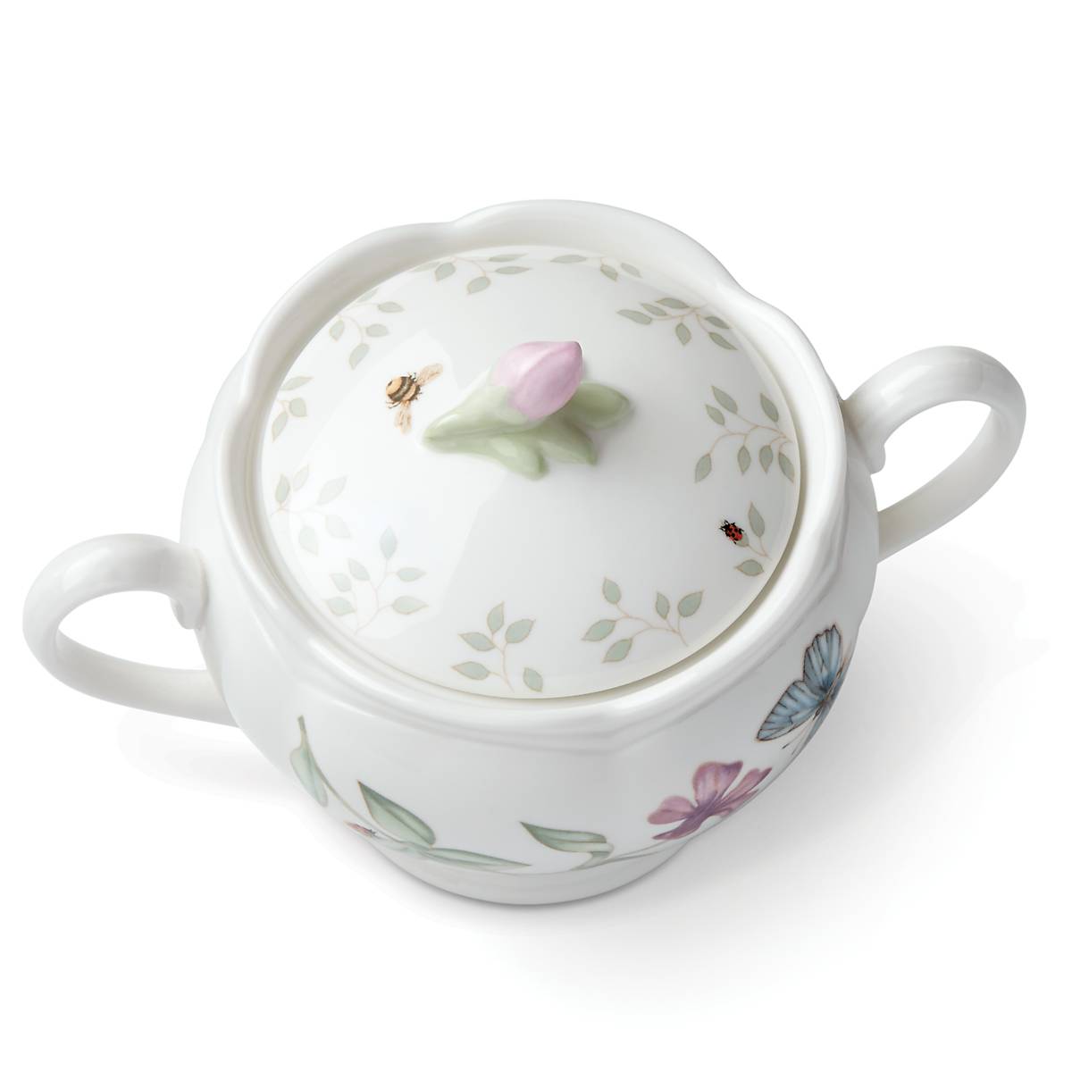 Butterfly Meadow Sugar Bowl - Elegant Porcelain Sugar Container with Lid for Tea, Coffee & Desserts - Perfect for Home, Kitchen & Dining Decor
