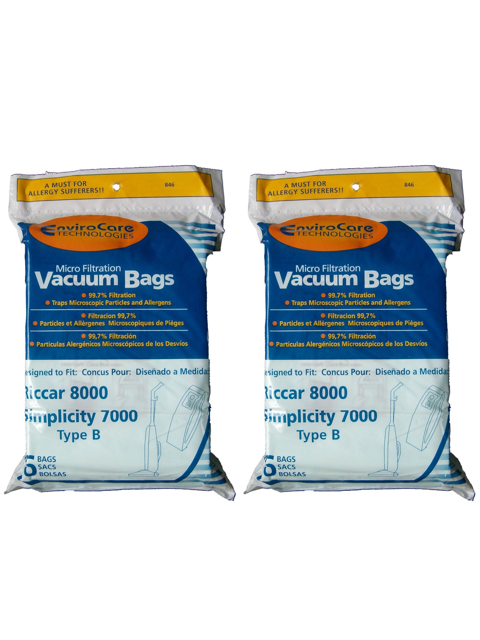 12 Simplicity/Riccar Type B Vacuum Bags - Premium Replacement Dust Bags for Simplicity & Riccar Vacuums - Perfect for Home Cleaning, Pet Hair Removal & Allergen Reduction