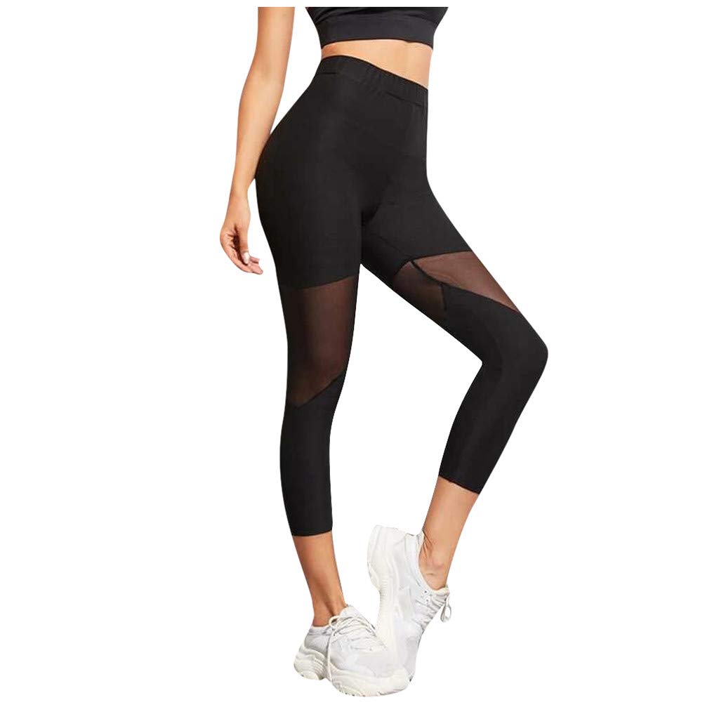 LEKODE Women's High Waist Yoga Pants - Solid Color Splice Workout Leggings for Yoga, Gym, Running & Lounge