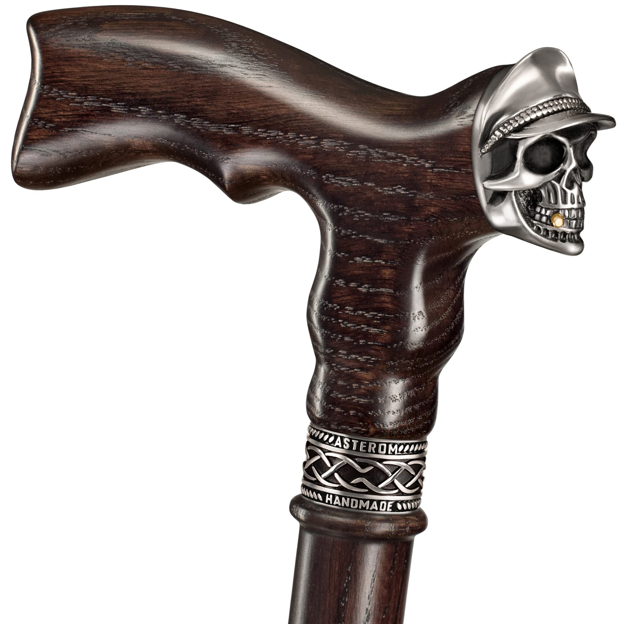 Handmade Gothic Skull Walking Cane for Men & Women - Stylish Wooden Walking Stick with Soldier Design - Perfect for Cosplay, Halloween, Steampunk Fashion & Mobility Support