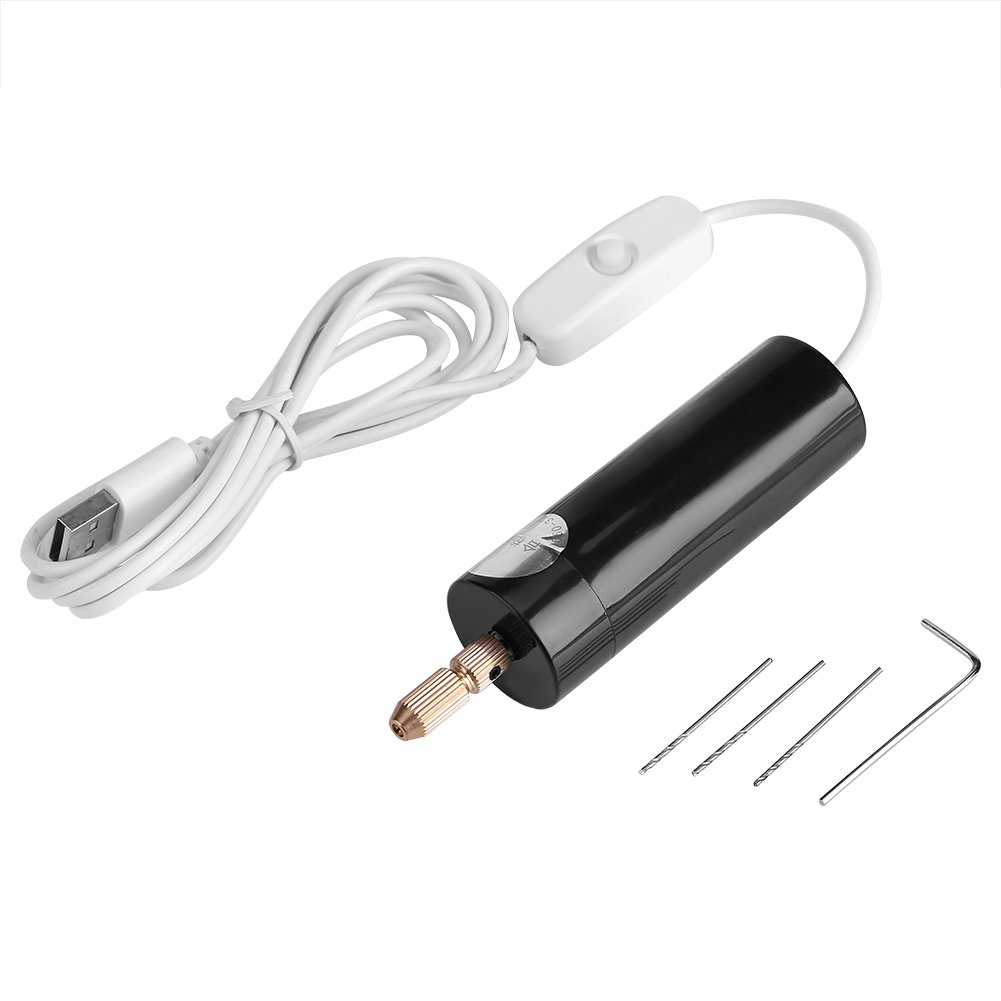 Mini USB Electric Drill for Crafts - 3Pcs Bits, 5V Power for DIY & Jewelry Making
