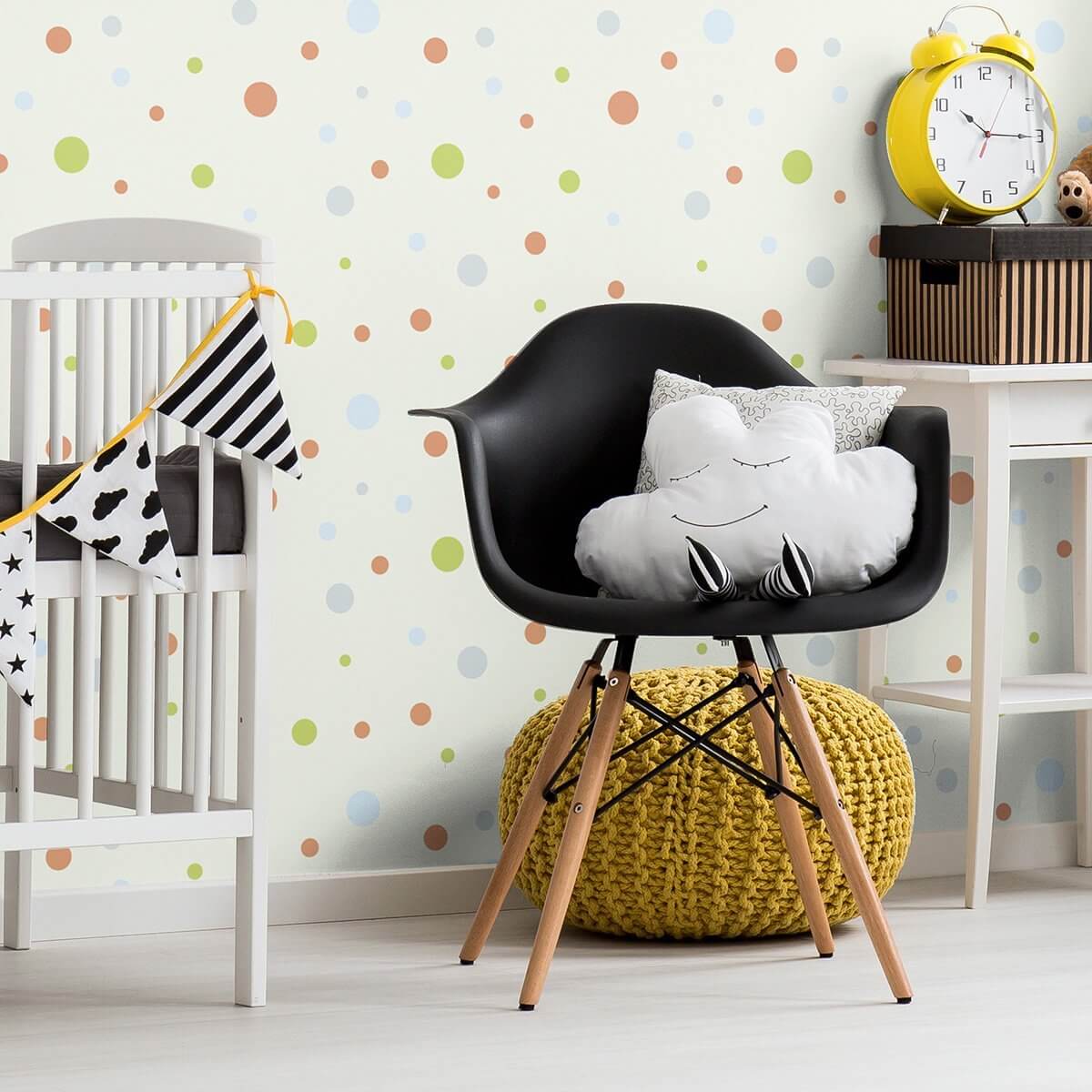 Brown and Green Dots Baby Peel and Stick Removable Wallpaper 3322 - Self-Adhesive Nursery Decor for Easy Installation - Perfect for Kids' Rooms, Playrooms & Nursery Decor