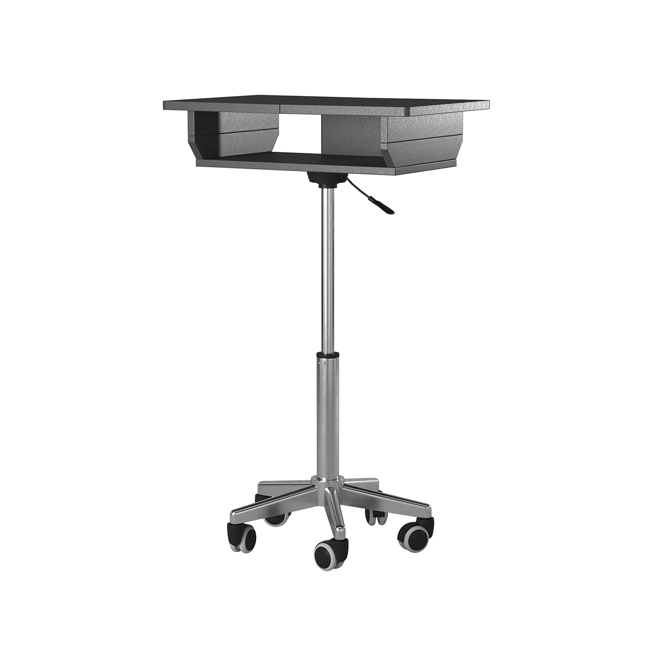 Adjustable Height Portable Standing Desk with Extendable Panels - Rolling Laptop Stand & Podium Desk in Graphite Black - Perfect for Home Office, Work from Home & Remote Work Setup