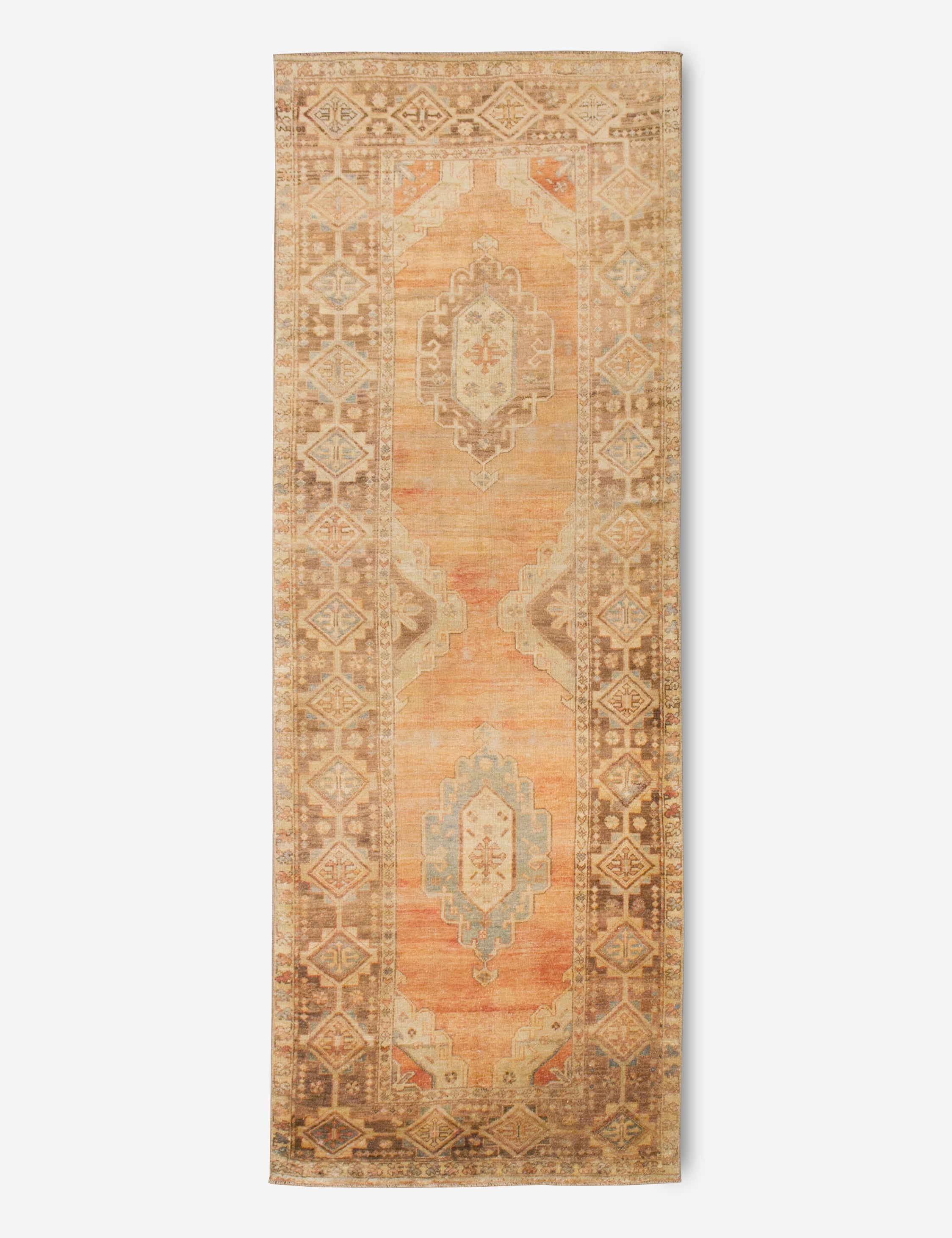 Vintage Turkish Hand Knotted Wool Runner Rug No. 235 - 4'1 x 12' Authentic Oriental Carpet for Hallway, Living Room & Bedroom Decor
