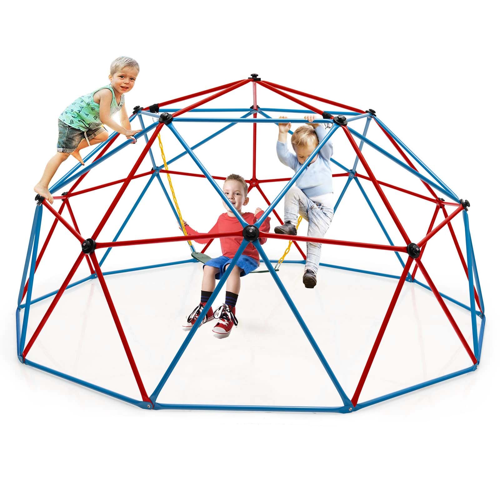 Costzon 2-in-1 Climbing Dome & Monkey Bars - Outdoor Jungle Gym for Kids Ages 3-8, Heavy Duty 800LBS Capacity, Backyard Playground Equipment for Toddlers - Perfect Birthday Gift & Outdoor Activity Toy for Parks, Gardens & Backyards