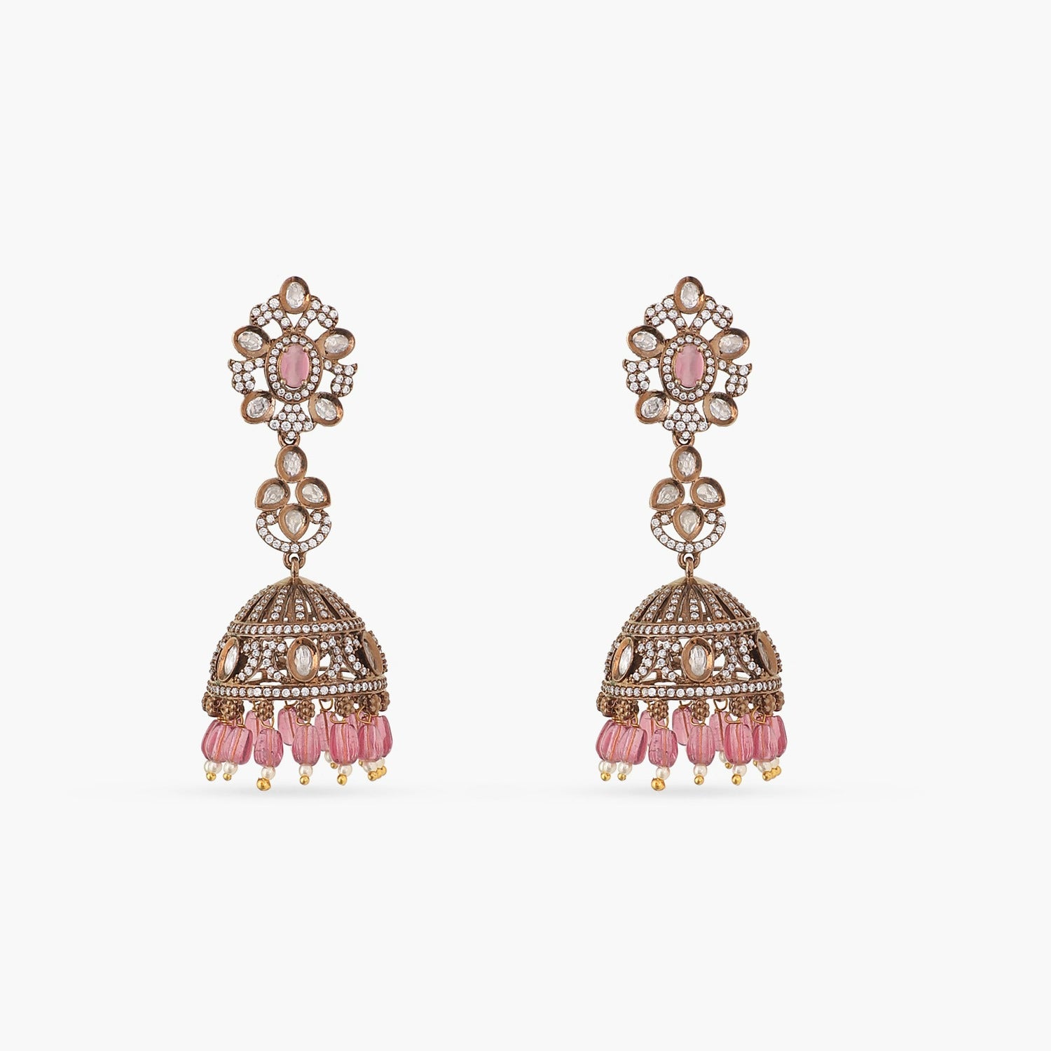 Esther Nakshatra CZ Jhumka Earrings for Women - Fashionable Cubic Zirconia Indian Traditional Jewelry - Perfect for Weddings, Parties & Festive Occasions